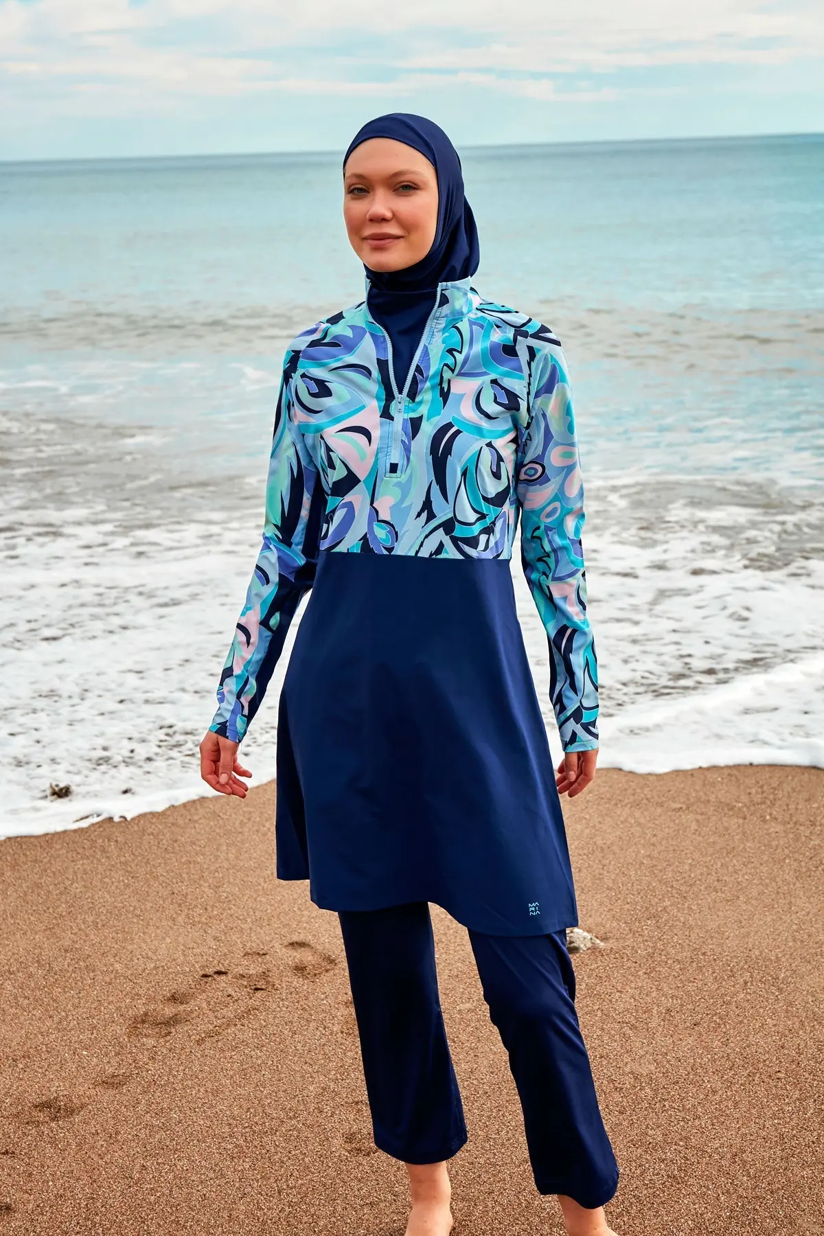 Woven Navy Burkini Modest Swimwear M2498, photo 5