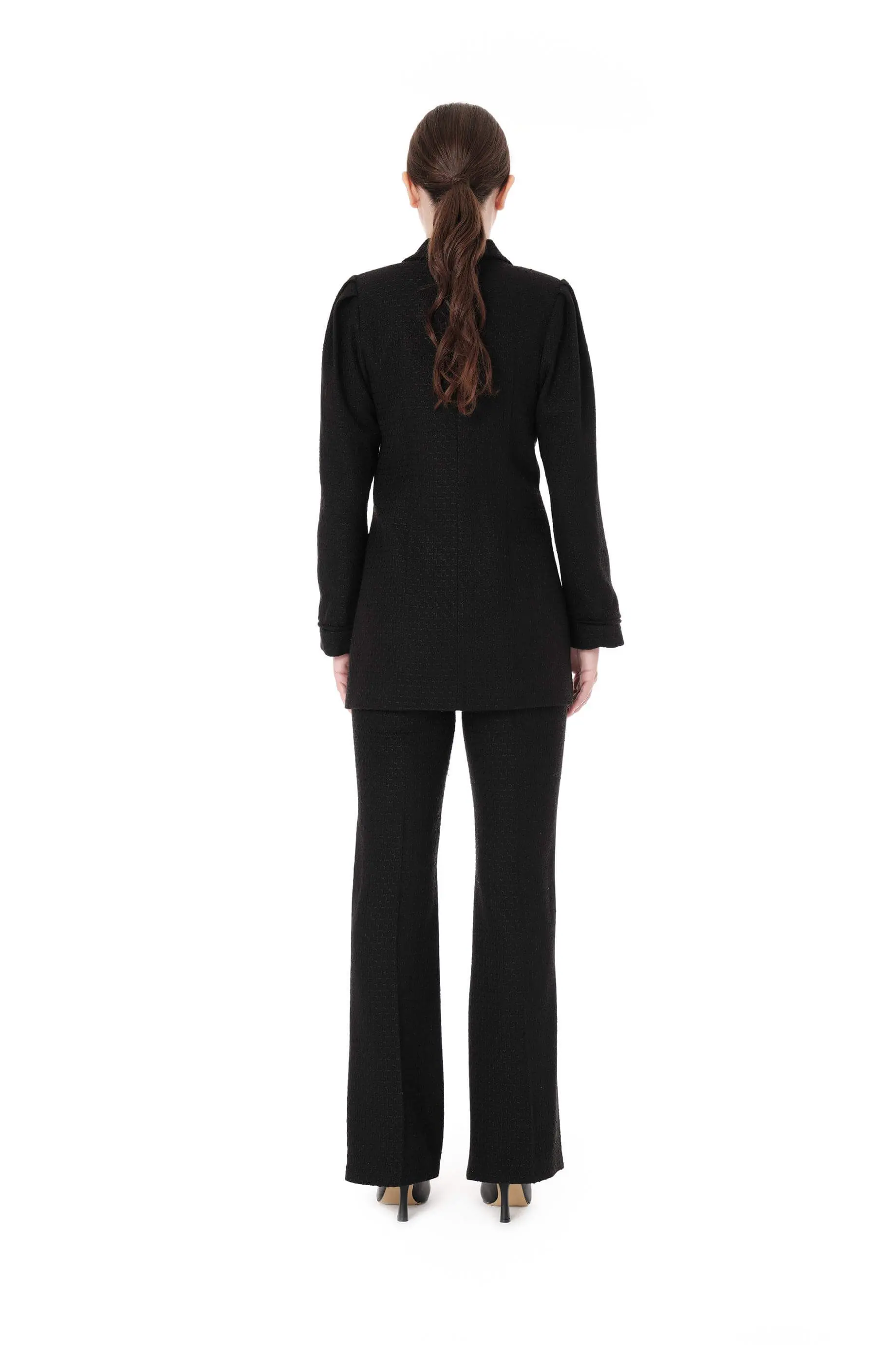 Double-Breasted Blazer & Flared Trousers Set – Black, photo 3