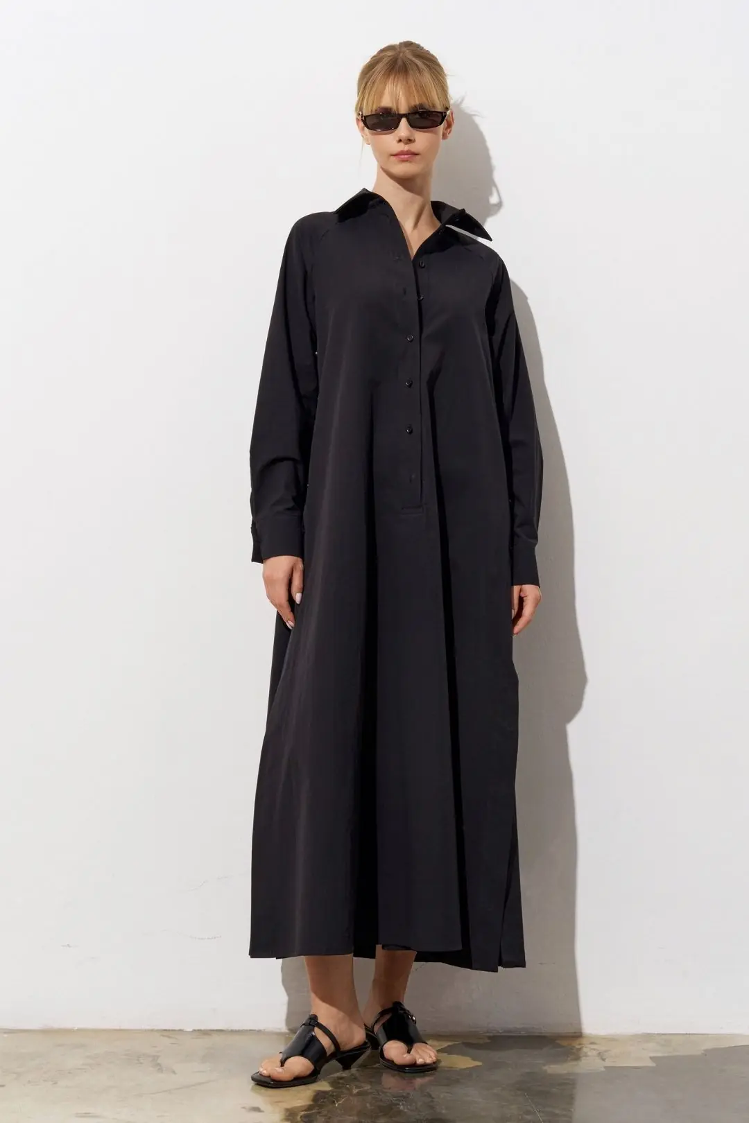 Poplin Shirt Maxi Dress – Black, photo 2