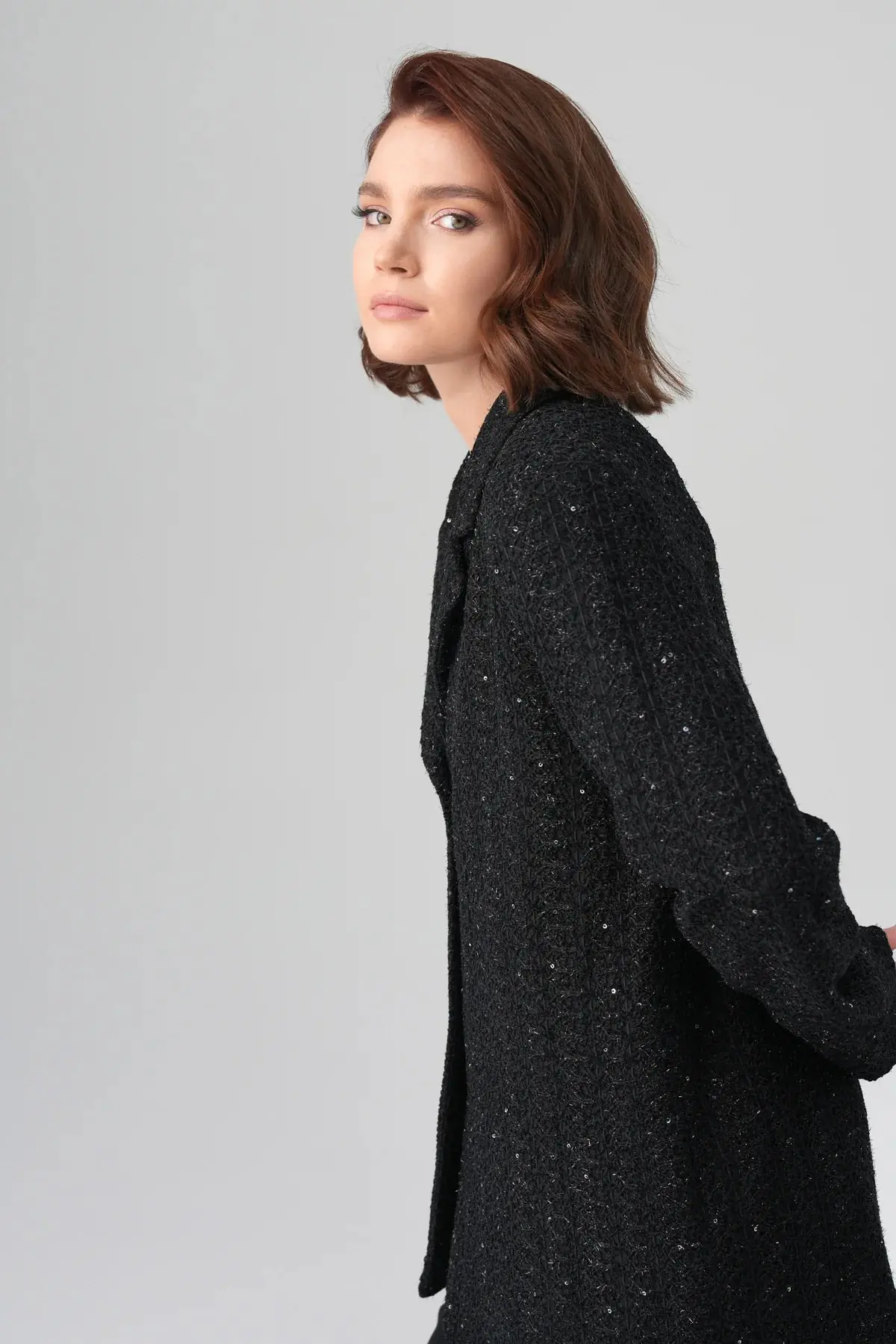 Vera Structured Tweed Blazer – Black, photo 4