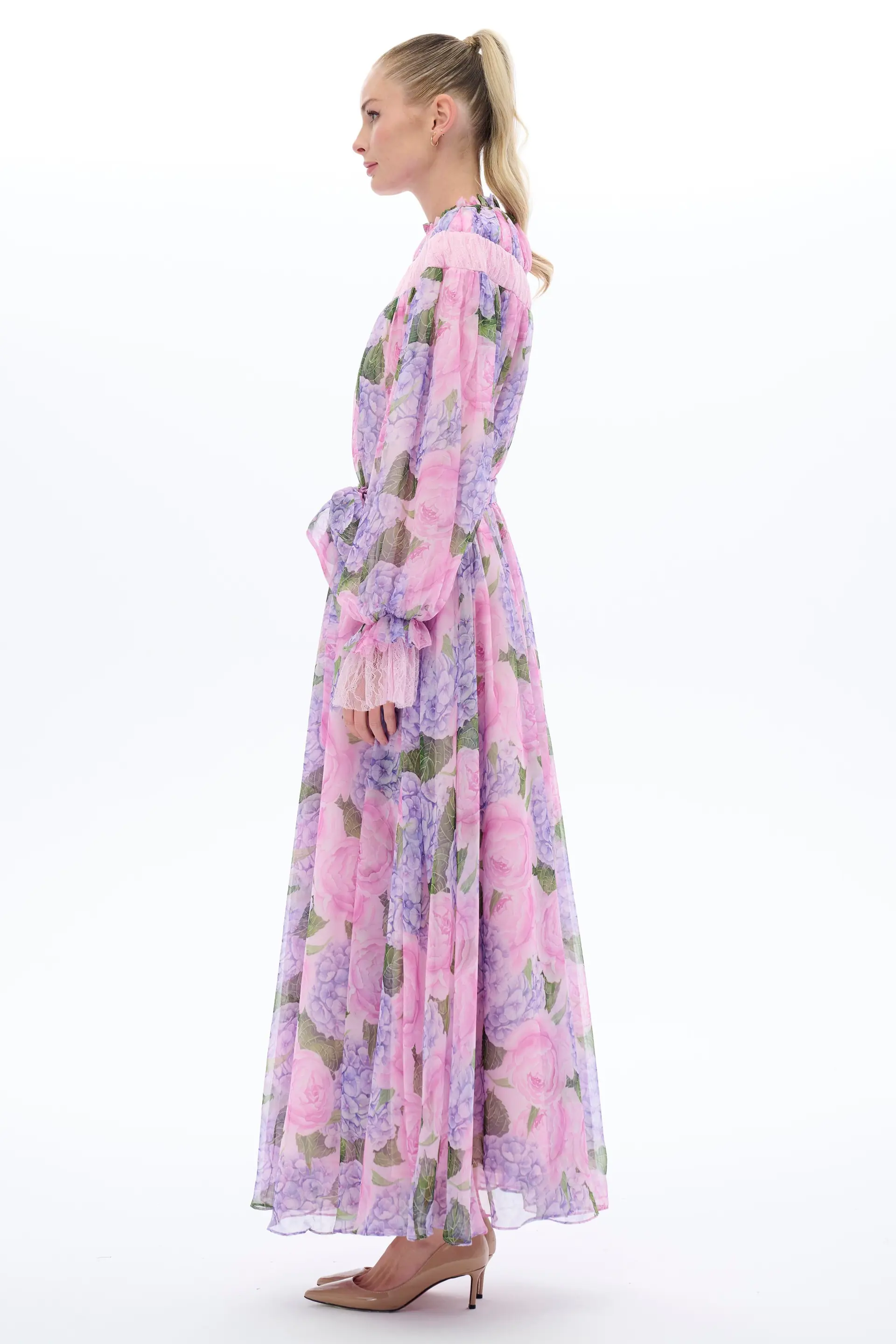 Floral Patterned Ethnic Dress in Lilac, photo 3
