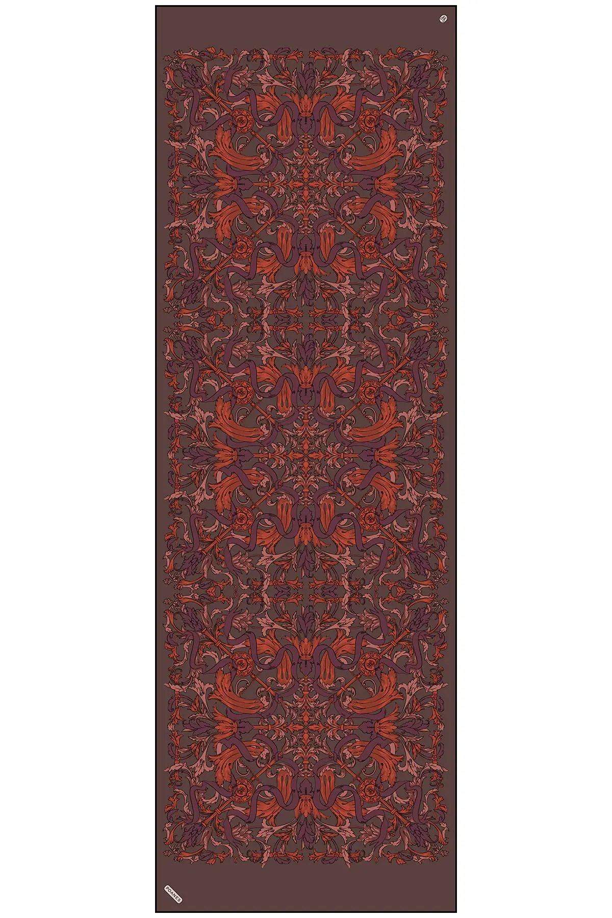Poanes Baroque Ribbon Print Crepe Silk Shawl - Brown