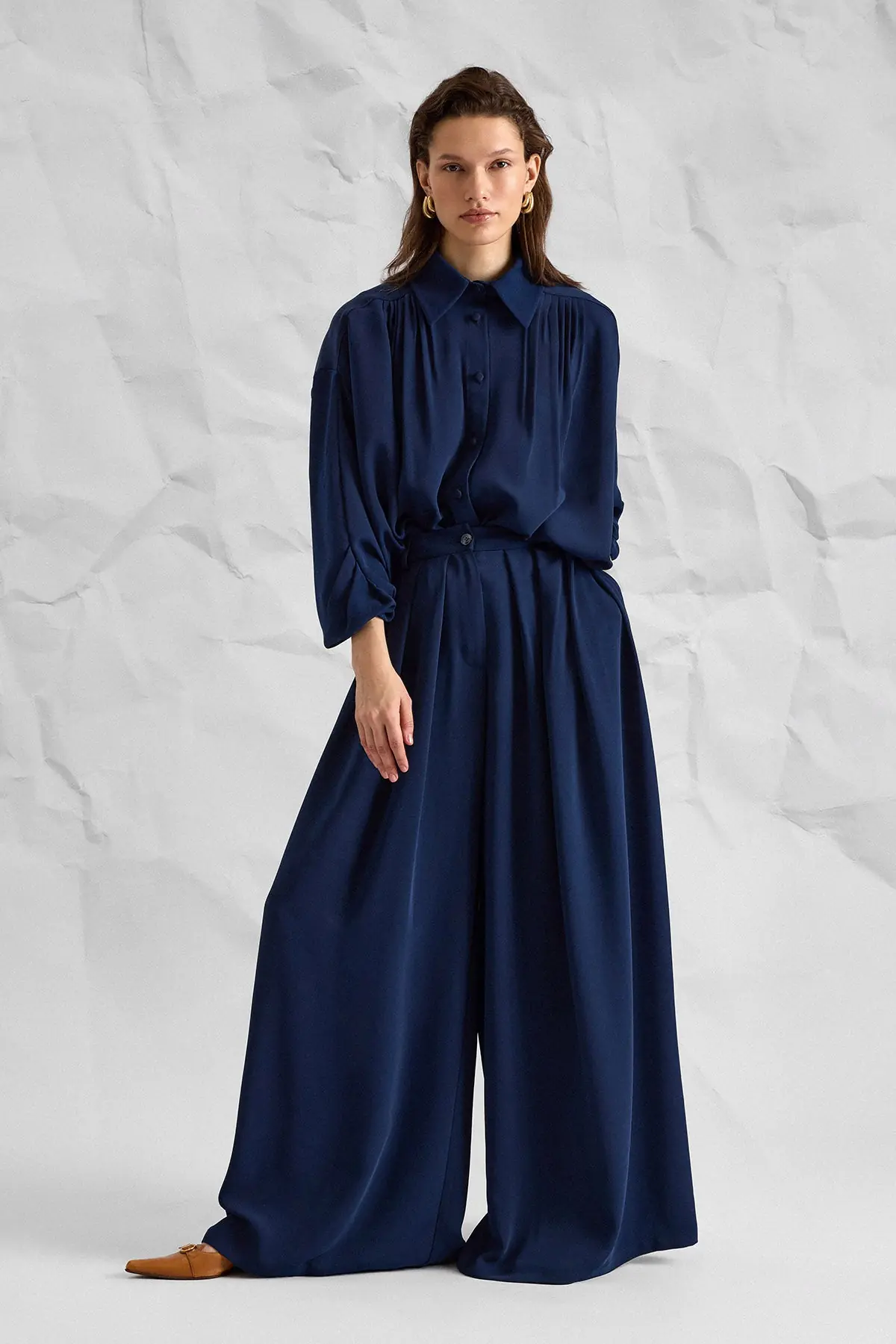 Majesté Atelier No. 10 Relaxed Shirt & Wide-Leg Trouser Set - Navy, photo 2