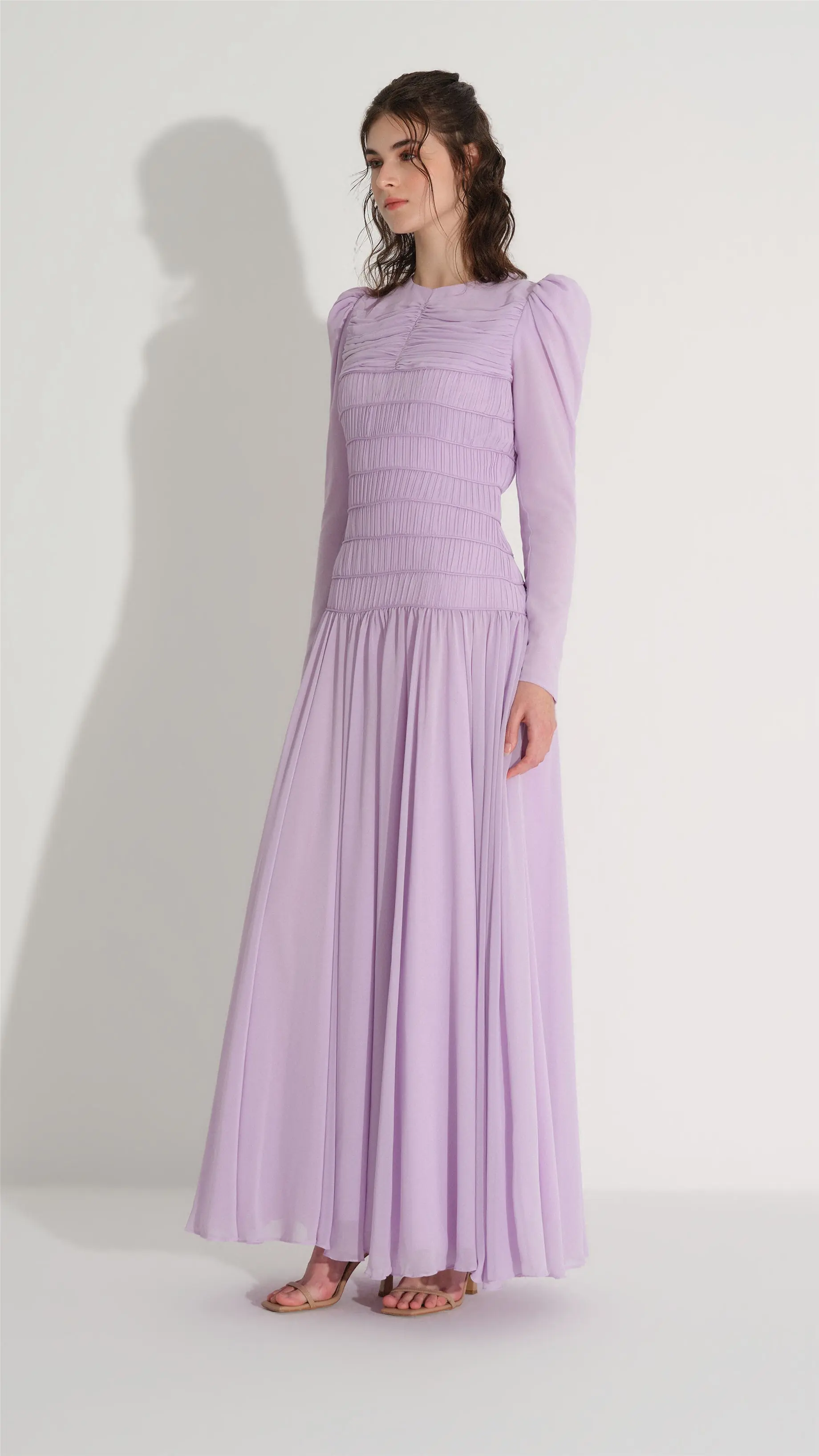 Pleated & Piping Detail Dress – Lilac, photo 5