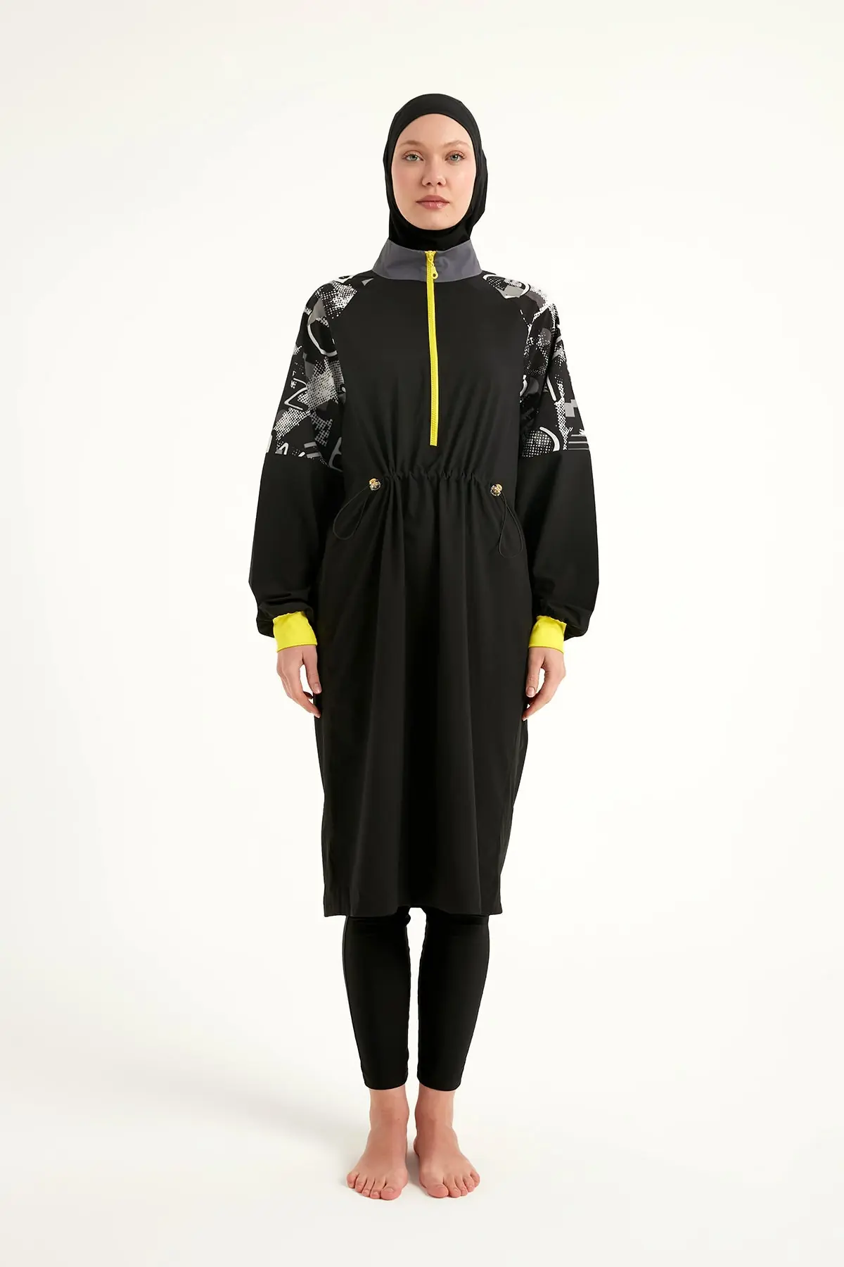 Black Full Coverage Modest Burkini with Sleeve Detail M2512, photo 6