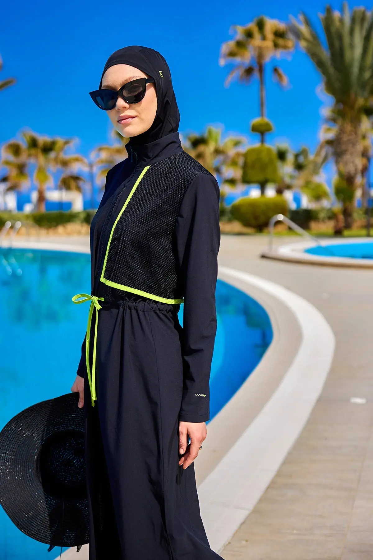 Black Full Coverage Modest Swimwear Burkini Set M2506-1, photo 4