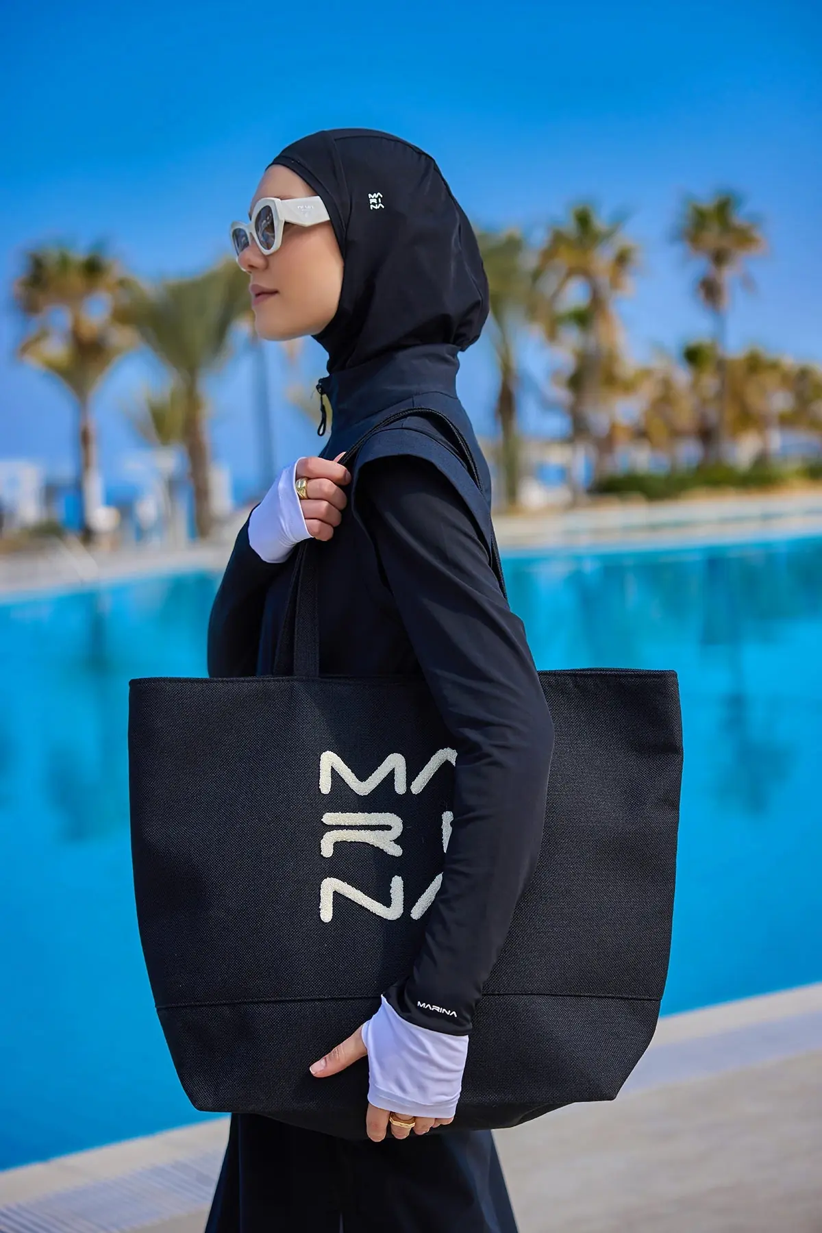Large Black Beach Bag with Zipper CA2501-1, photo 4