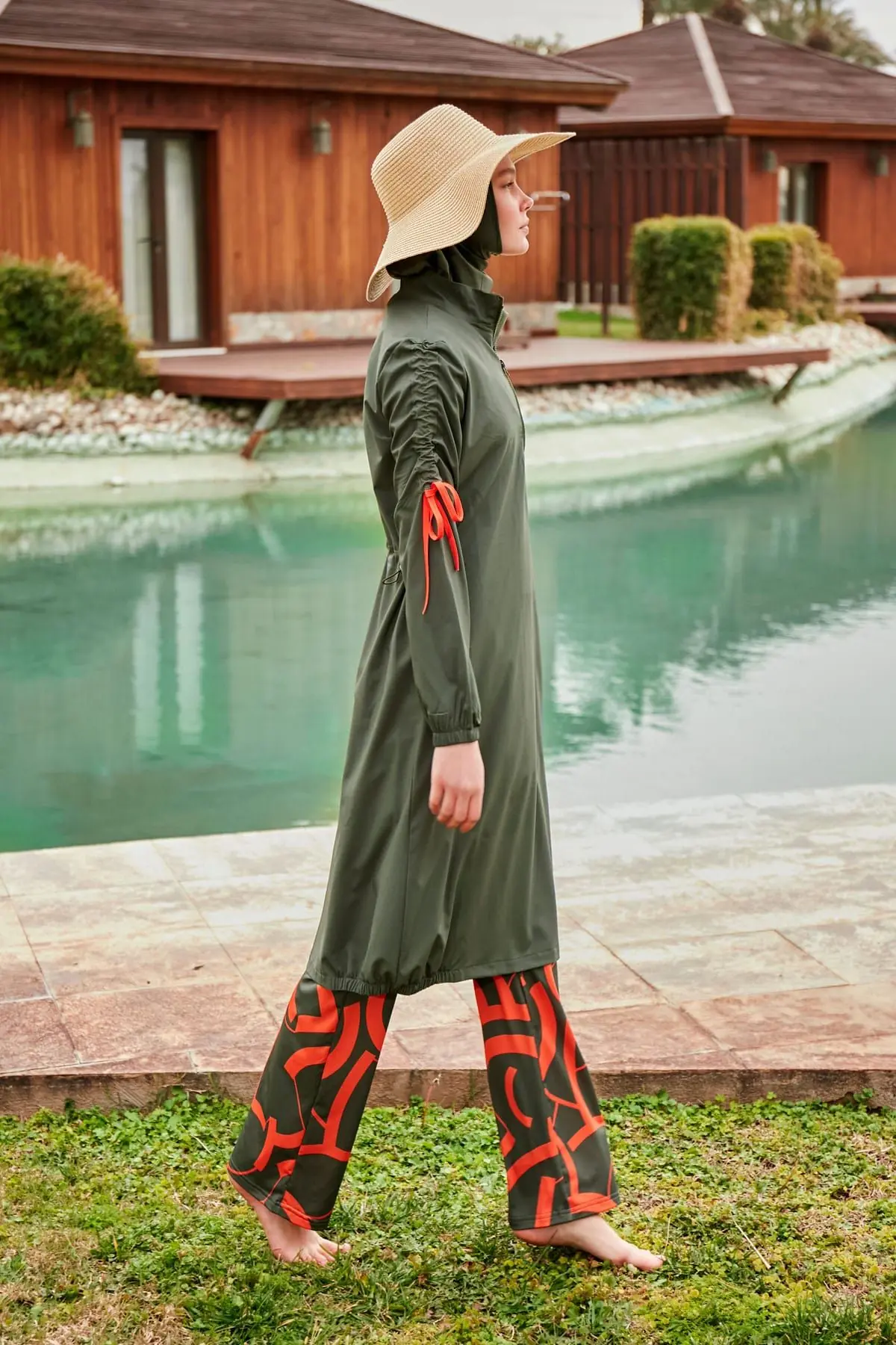 Woven Khaki Burkini Modest Swimwear M2432, photo 4