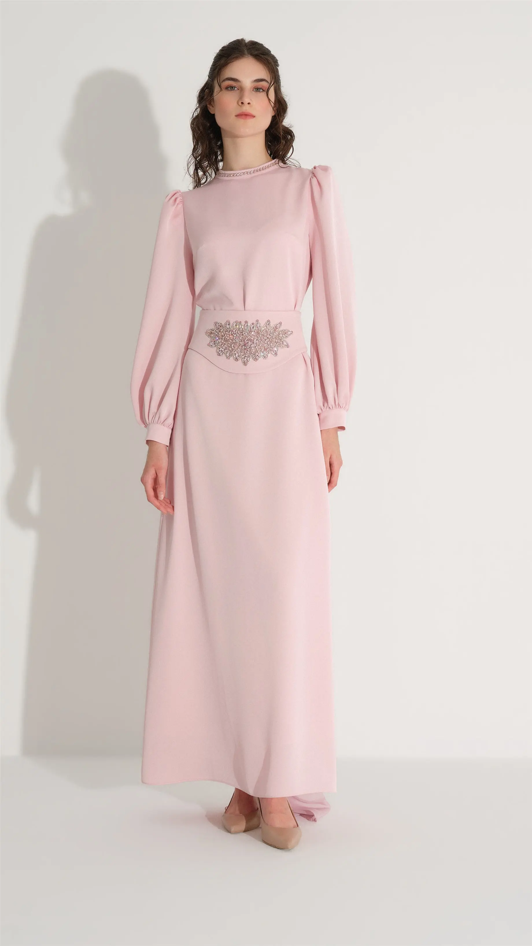 Embellished Corset Dress – Soft Pink