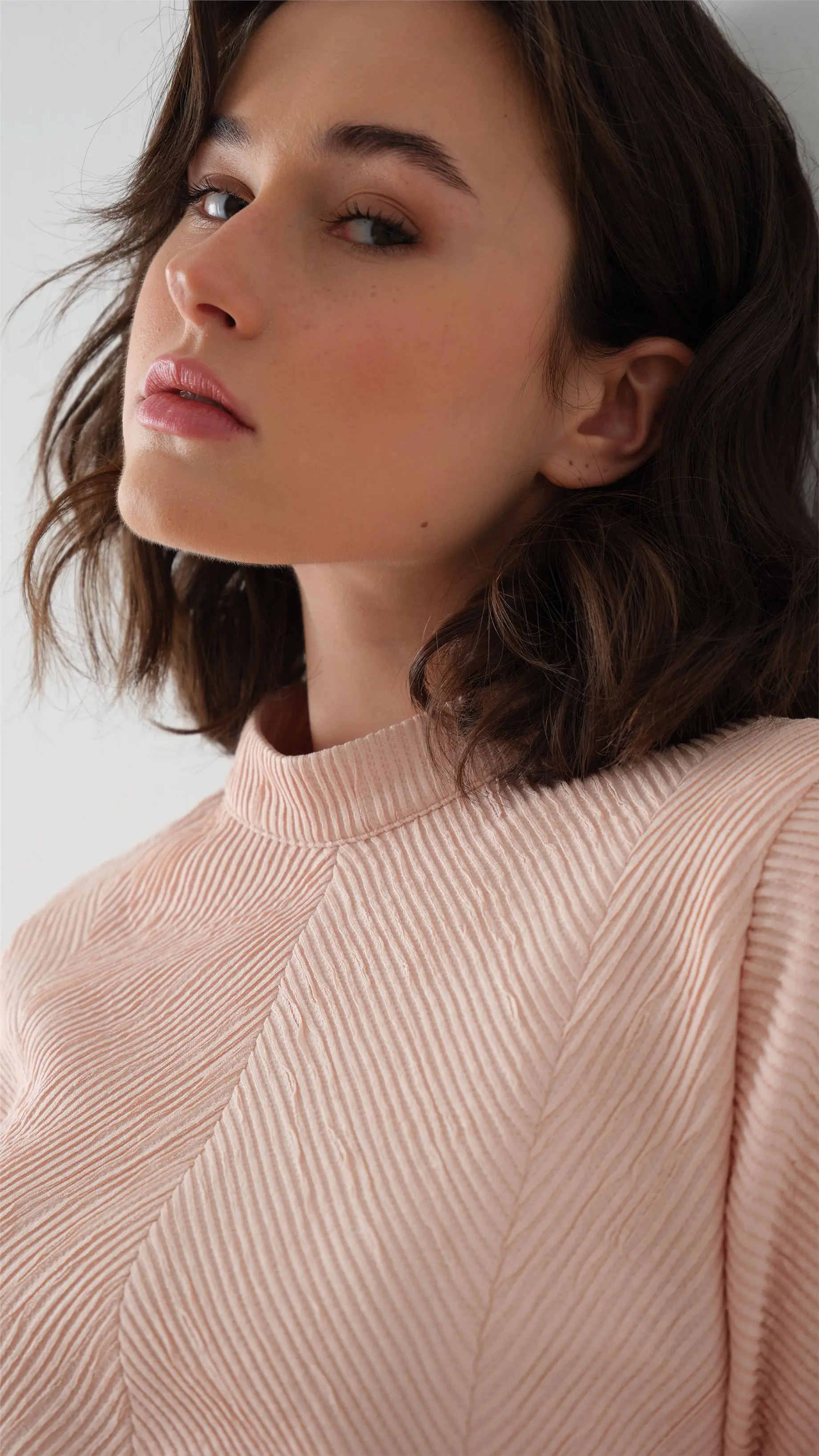 Turtleneck Crepe Chiffon Maxi Dress – Powder, photo 3