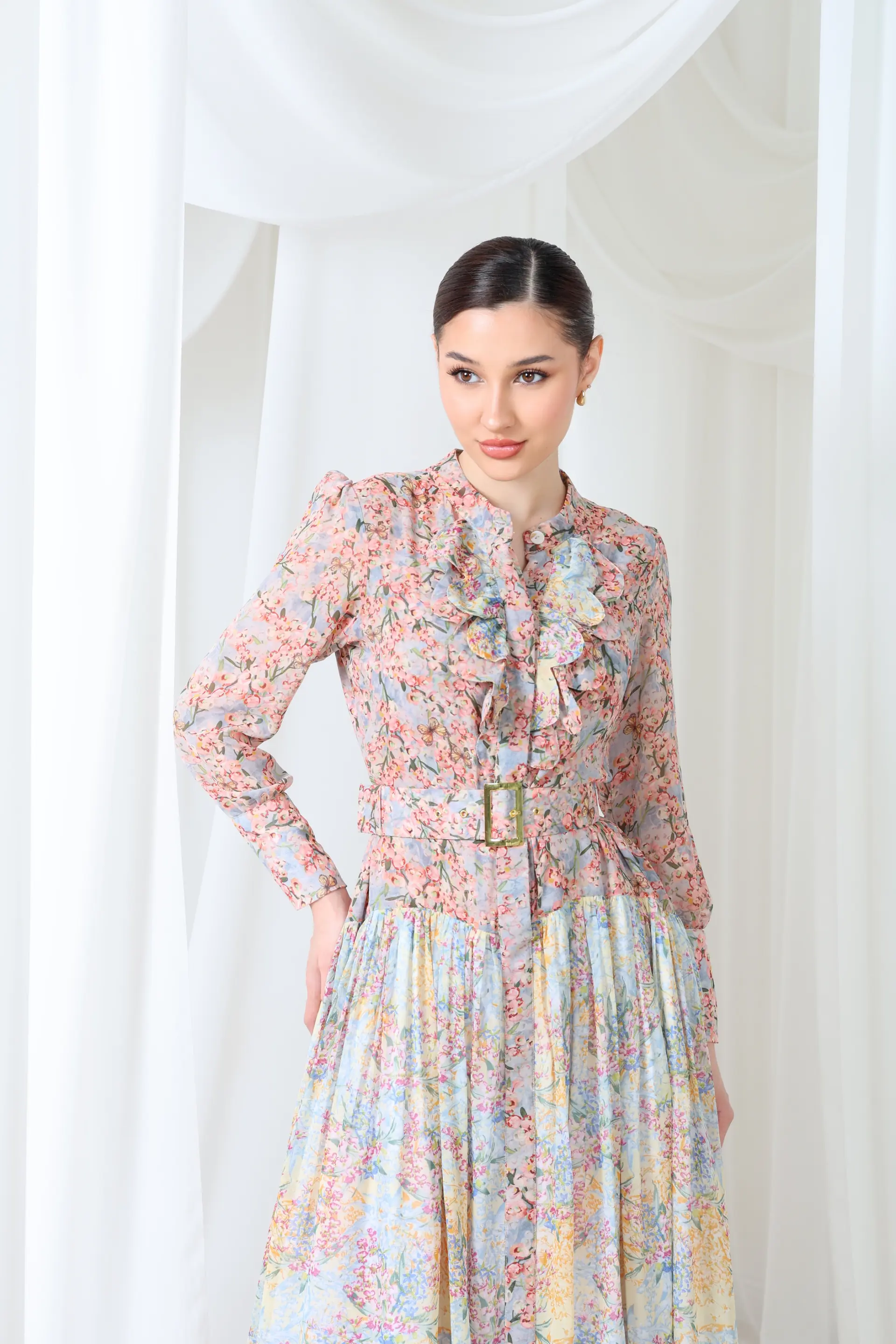 Soft – Pastel Floral Chiffon Maxi Dress | Modest Luxury, photo 3