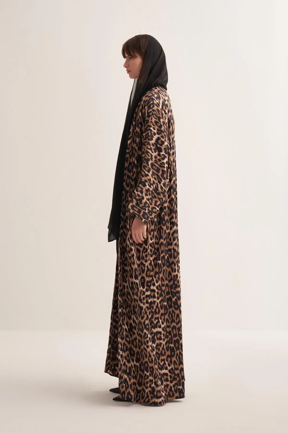 Leopard Print Viscose Abaya with Matching Scarf, photo 2
