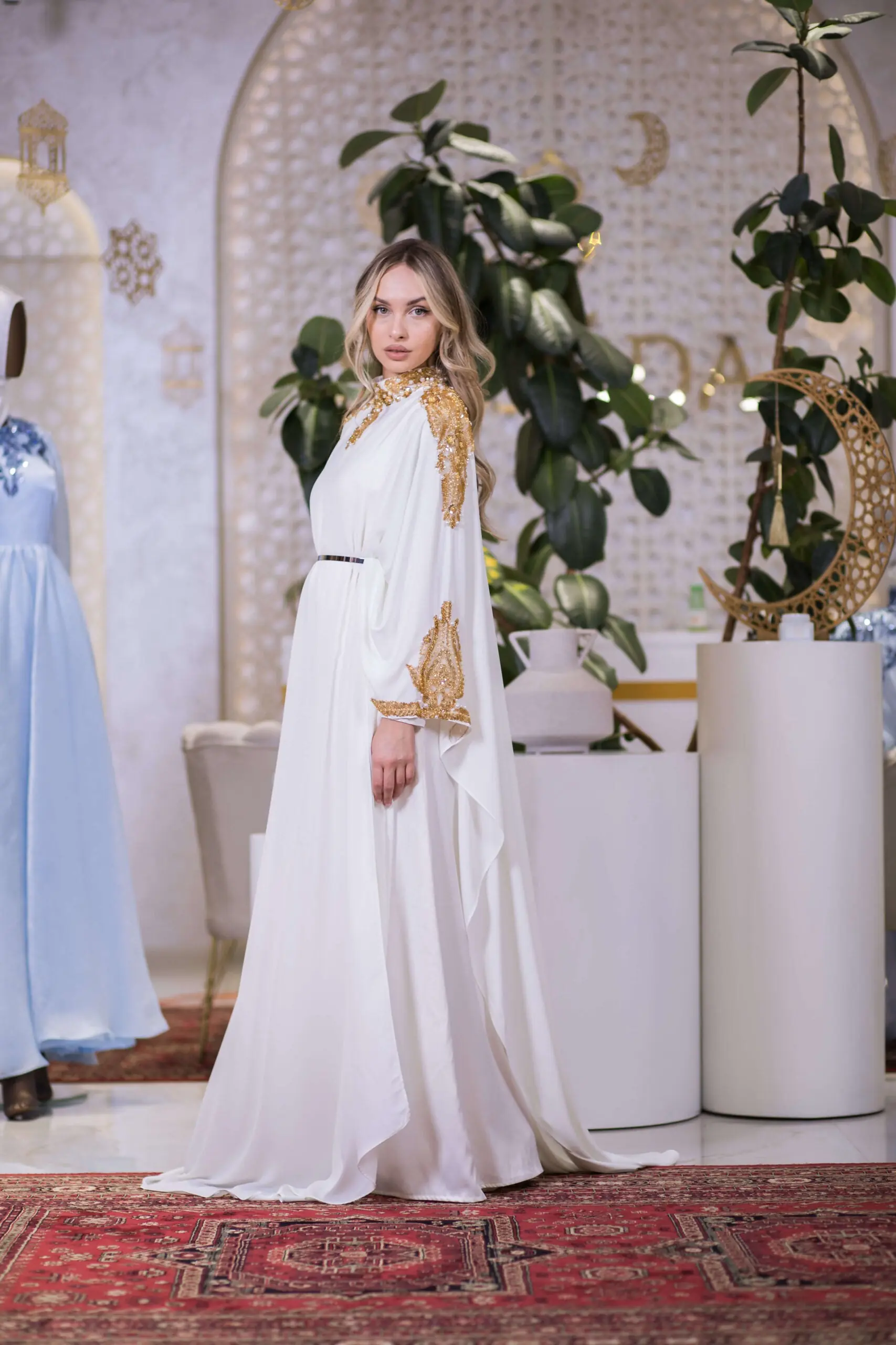 Desert Symphony Embellished Abaya – White, photo 5