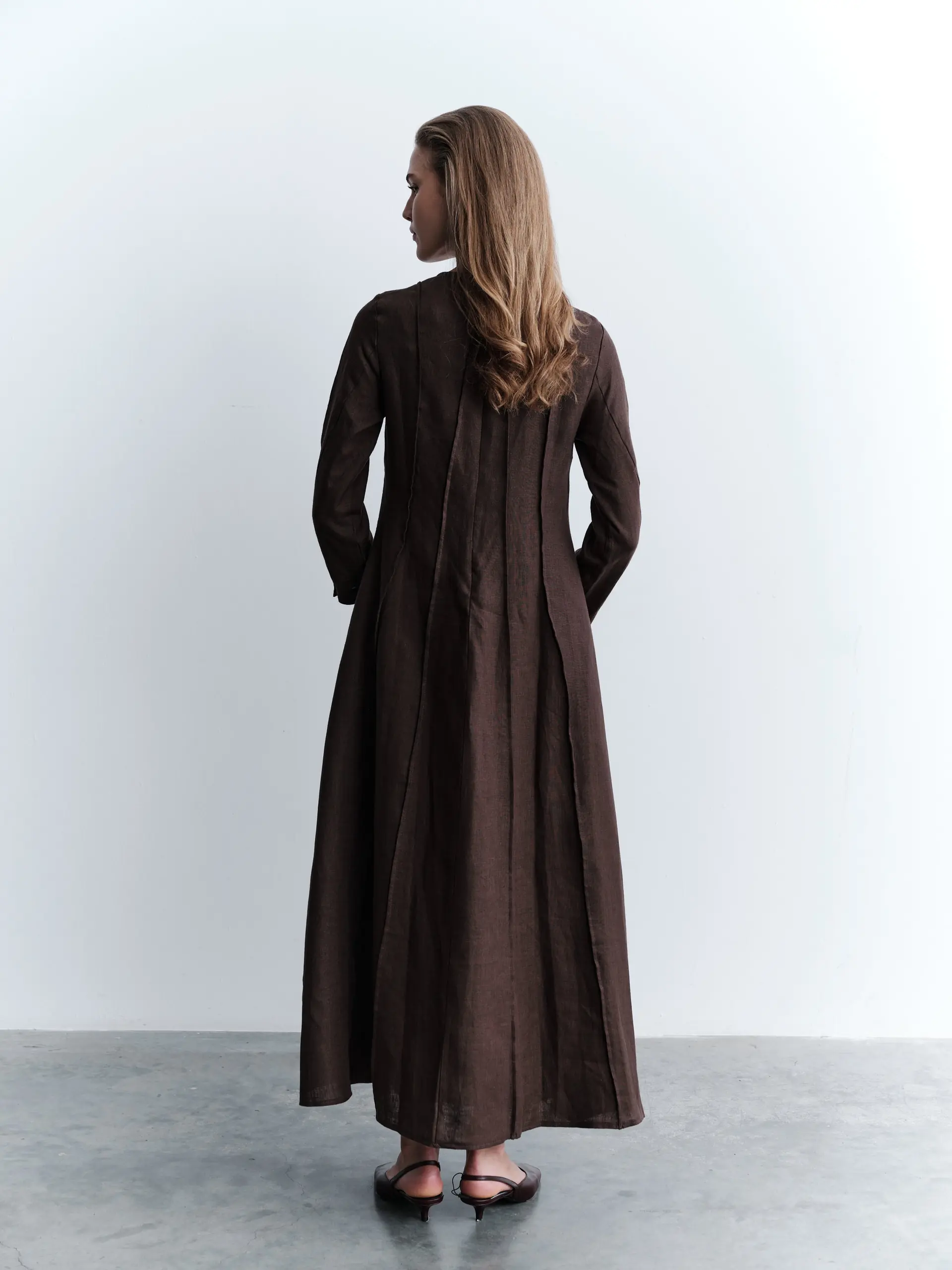 Patchwork Linen Maxi Dress - Brown, photo 3