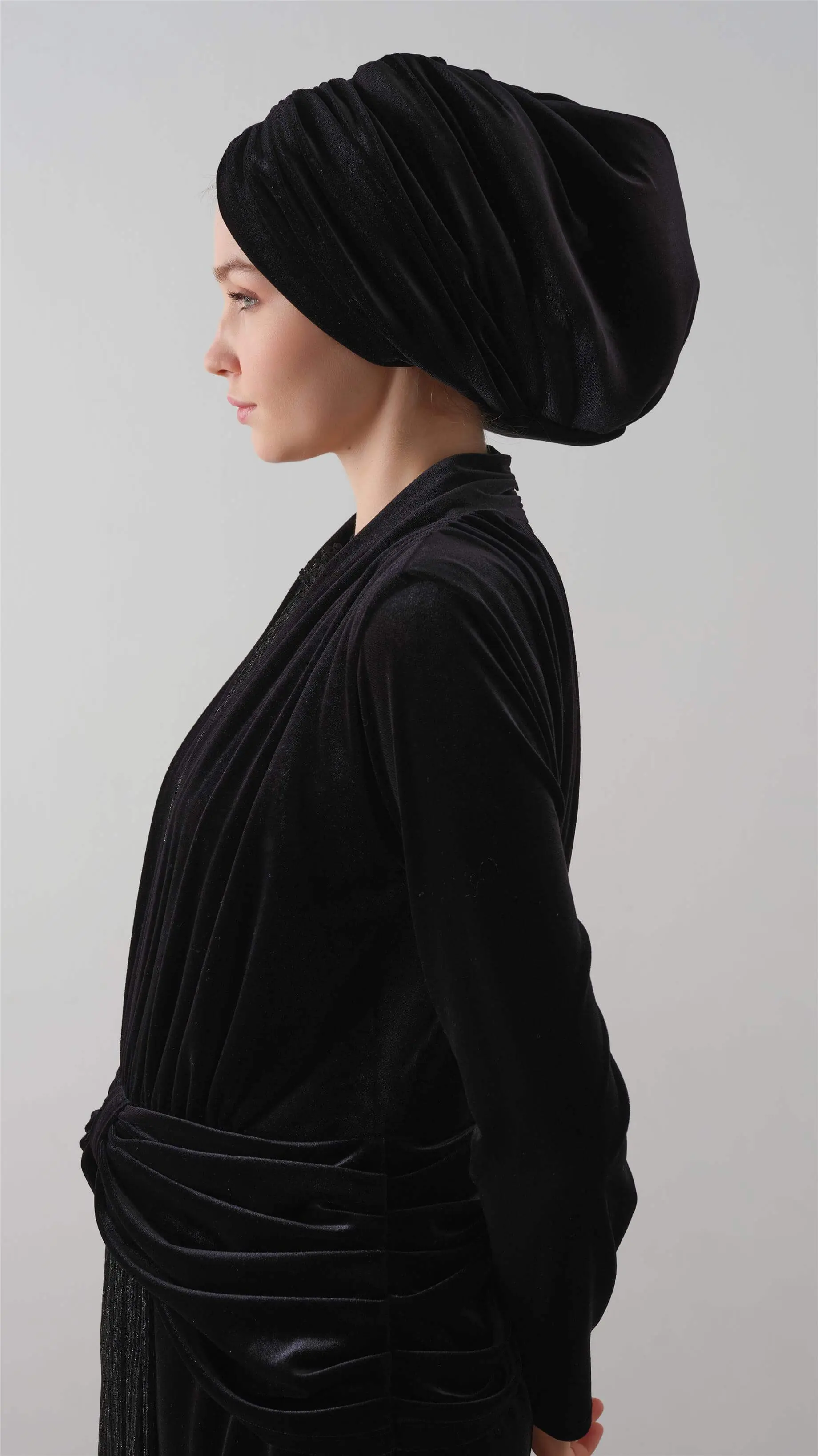 KADİFE DRAPE BONE Siyah, photo 2