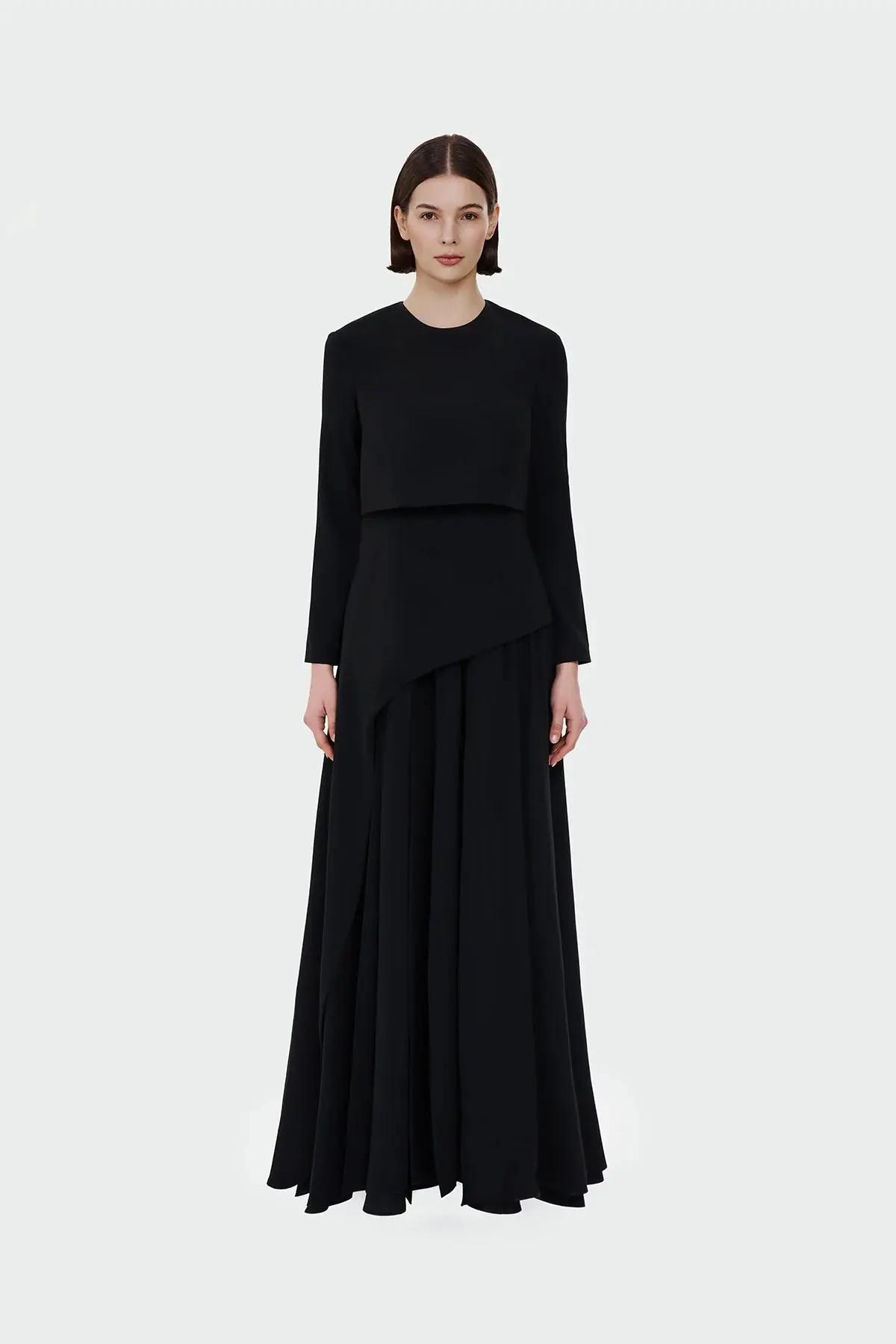 Layered Maxi Evening Dress – Black