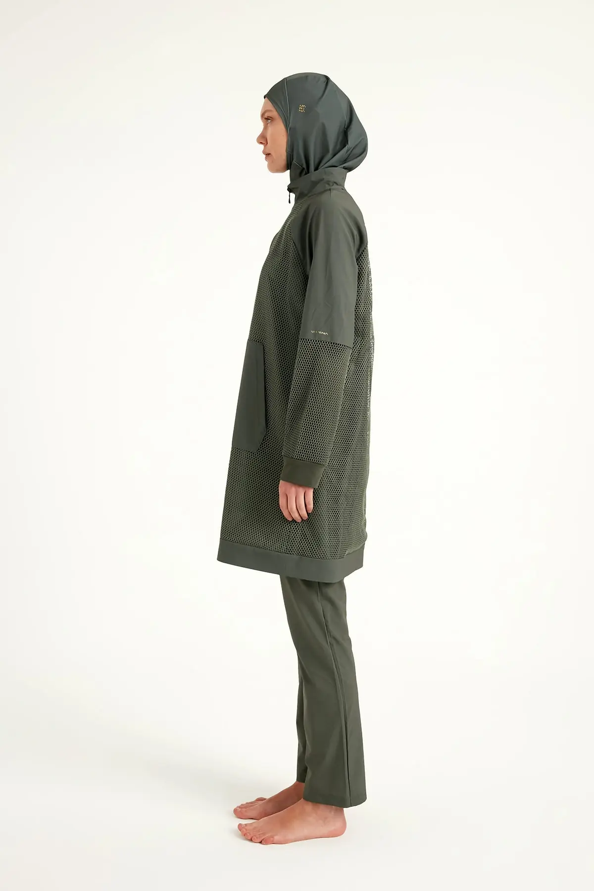 Khaki Full Coverage Tulle Detail Modest Swimwear Burkini Set M2534-3, photo 6