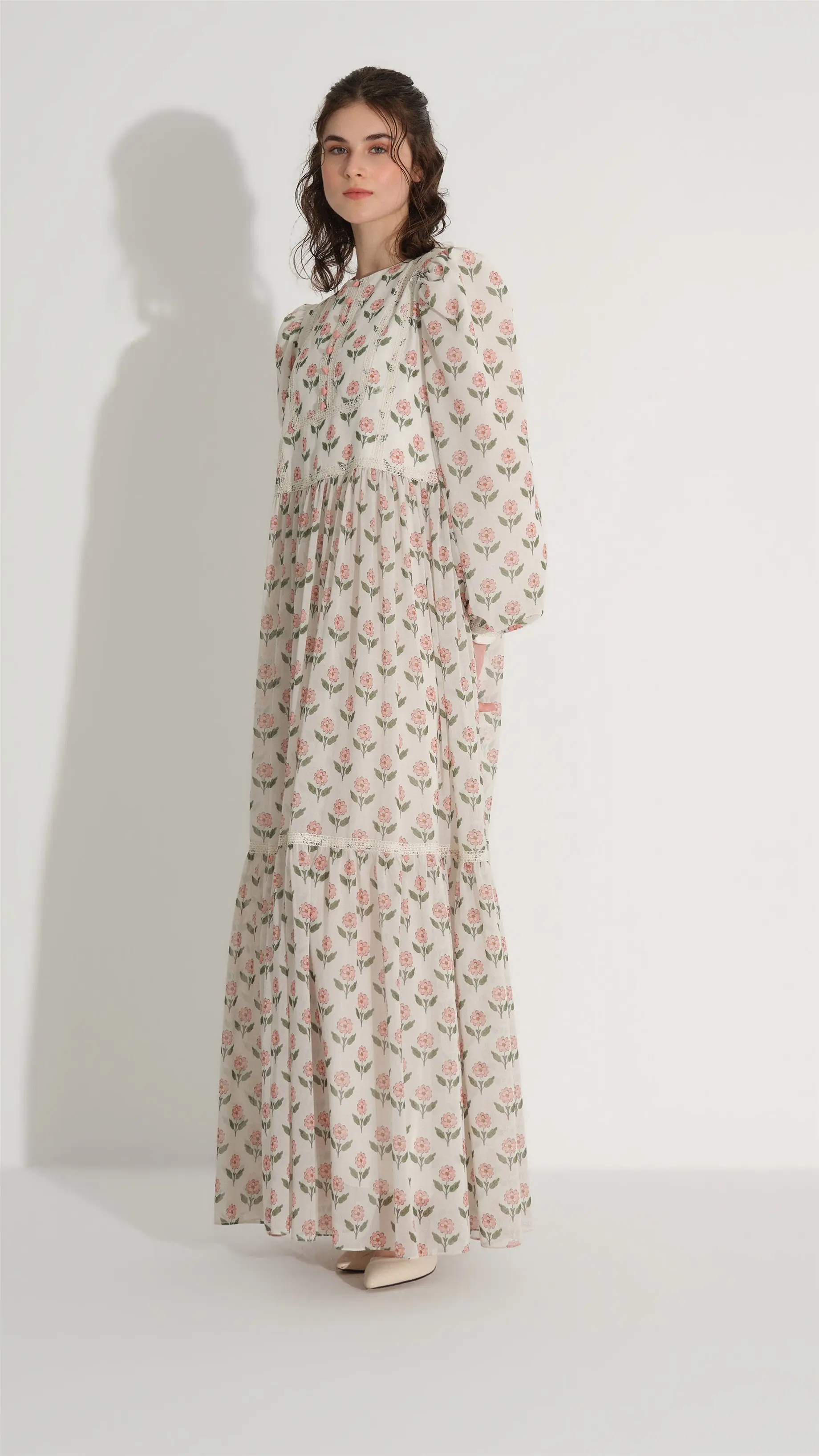 Fine Lace Trim Dress – Ecru, photo 4