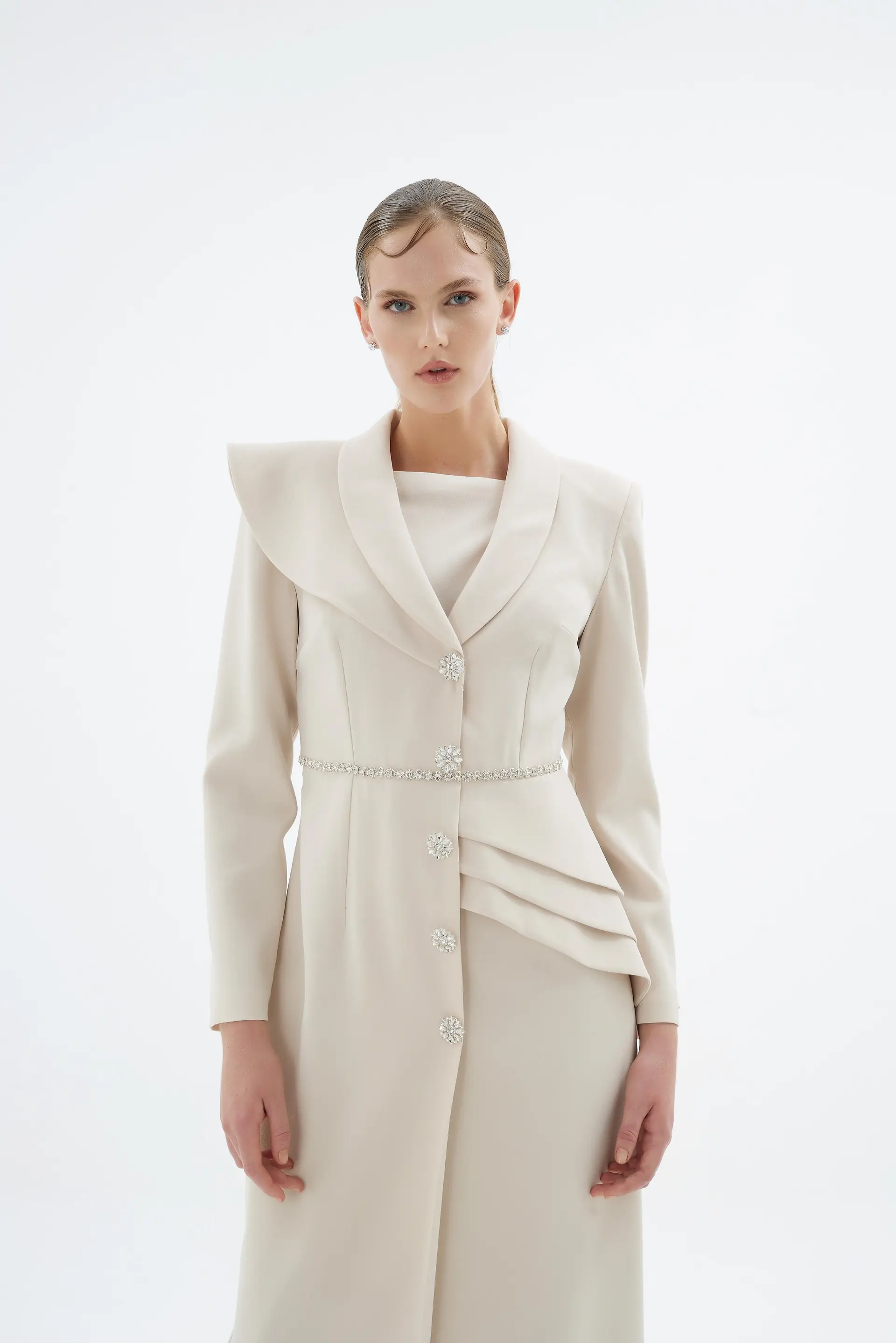 Liana Tailored Jacket Dress – Stone, photo 2