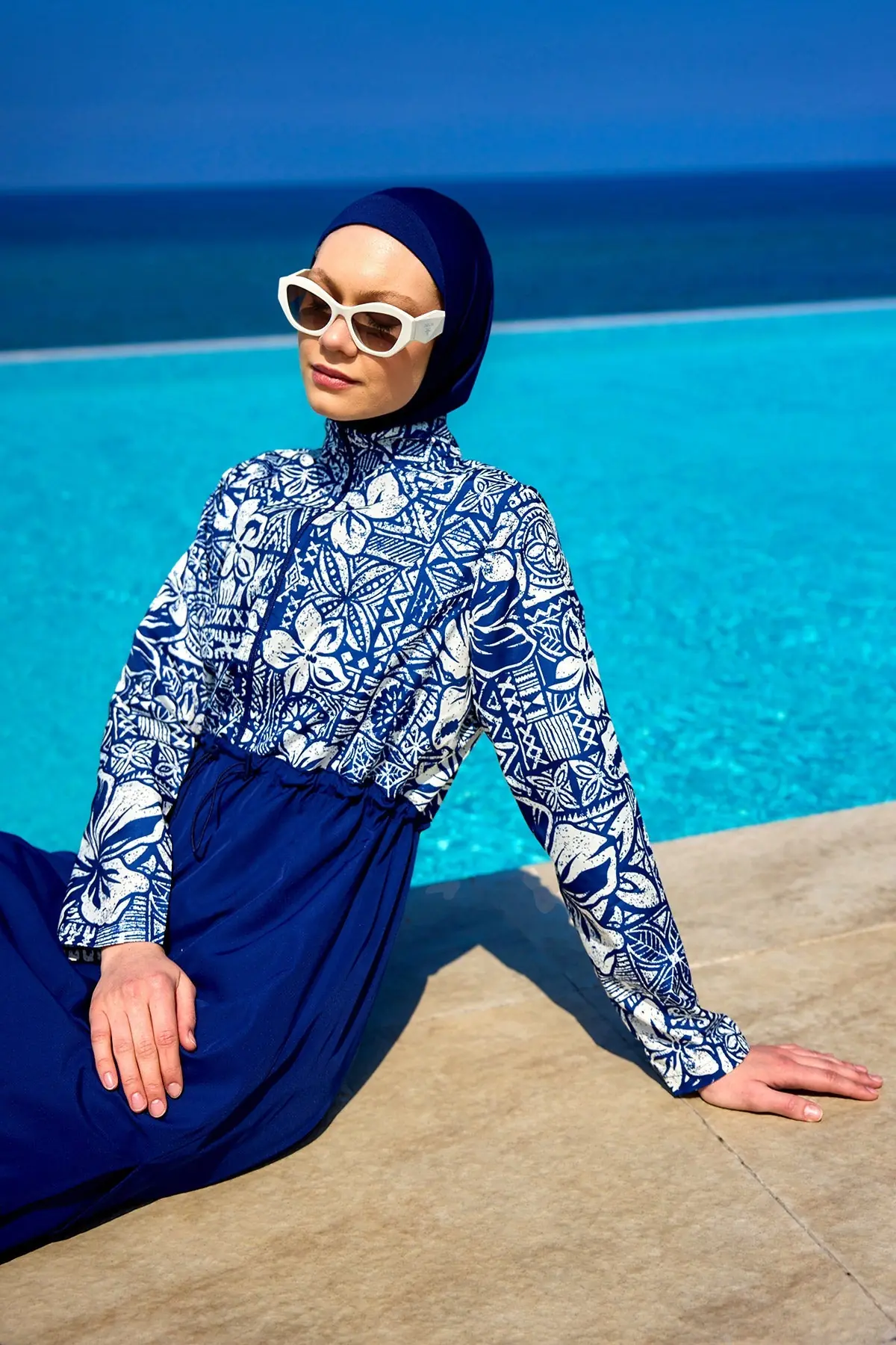 Navy Full Coverage Modest Swimwear Set - Blue, photo 3