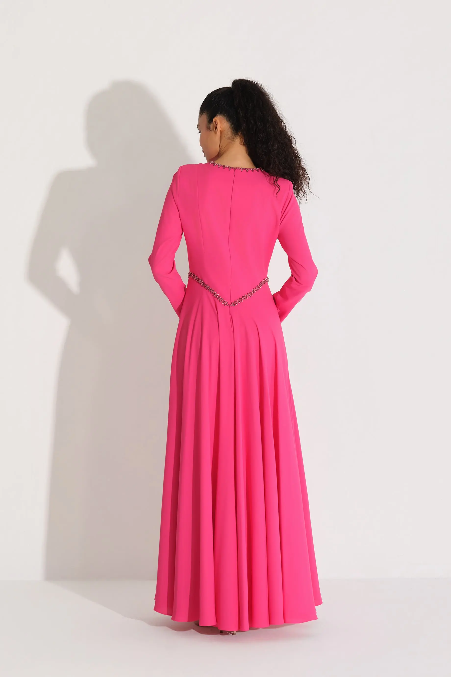 Crystal Waist Detail Dress – Fuchsia, photo 4
