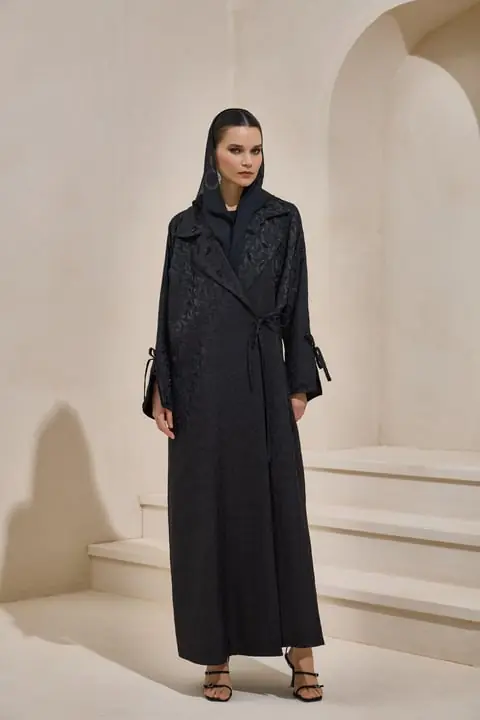 Classic Brocade Abaya – Black