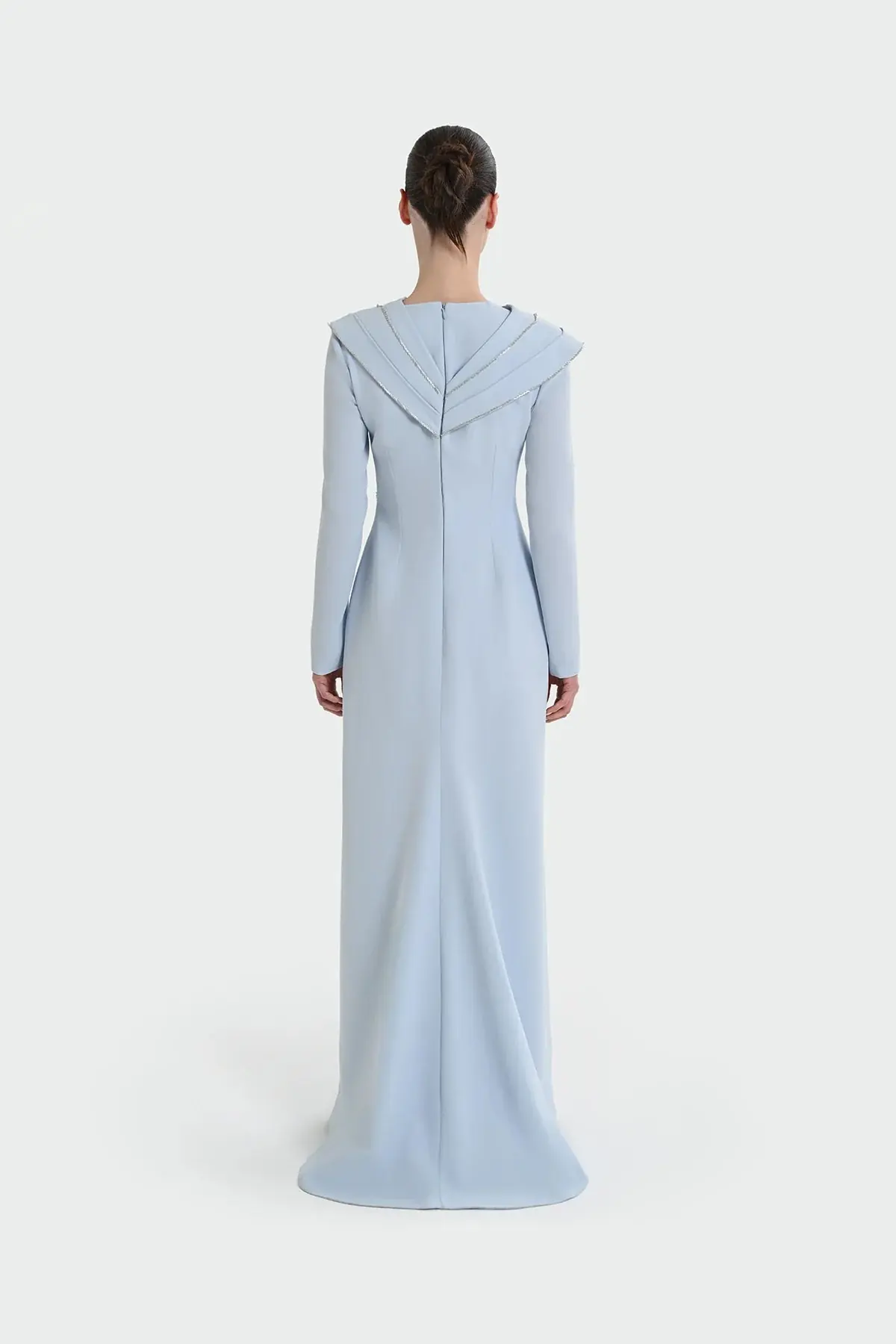 Asymmetric Strip Detail Evening Dress - Baby Blue, photo 5