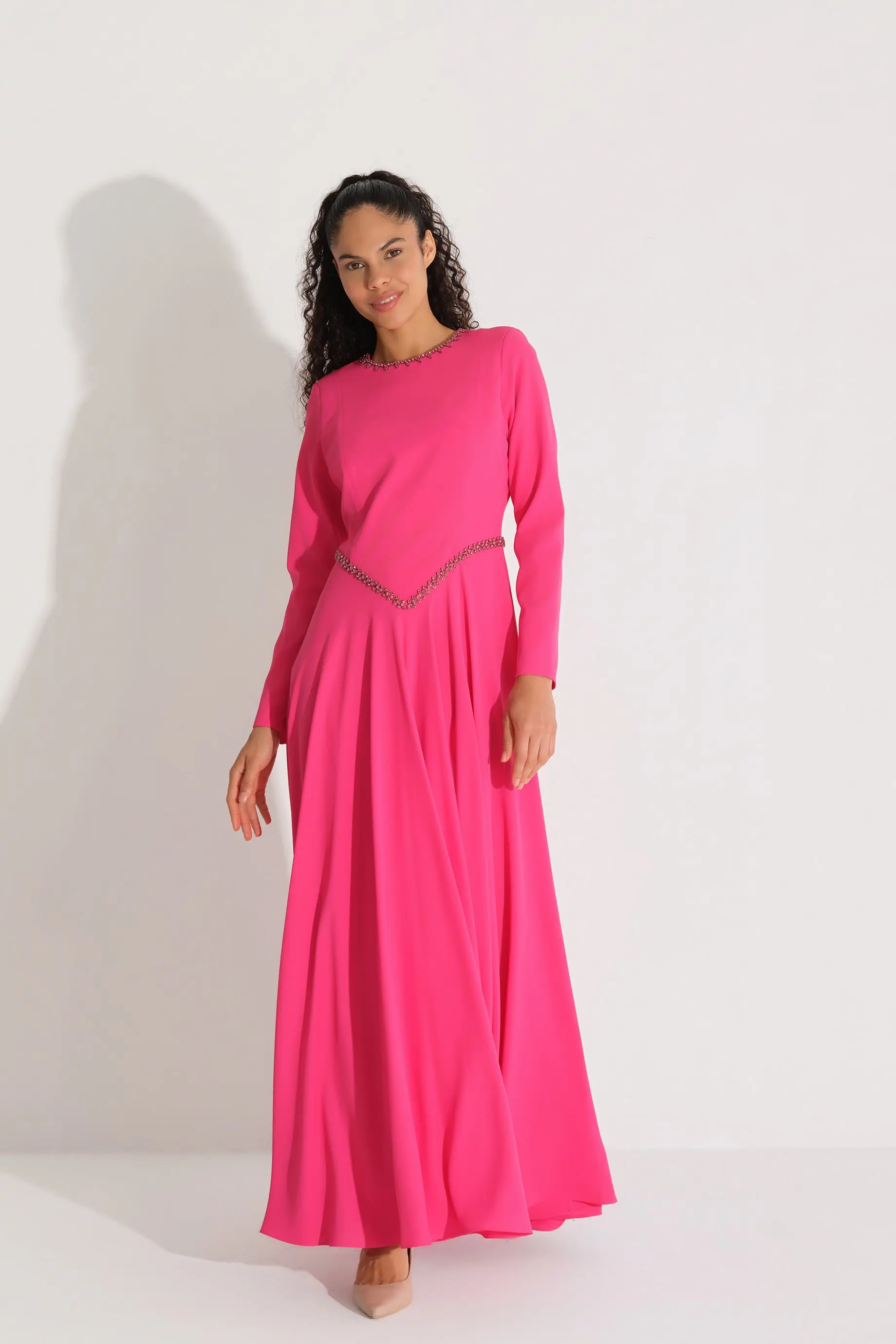 Crystal Waist Detail Dress – Fuchsia, photo 2