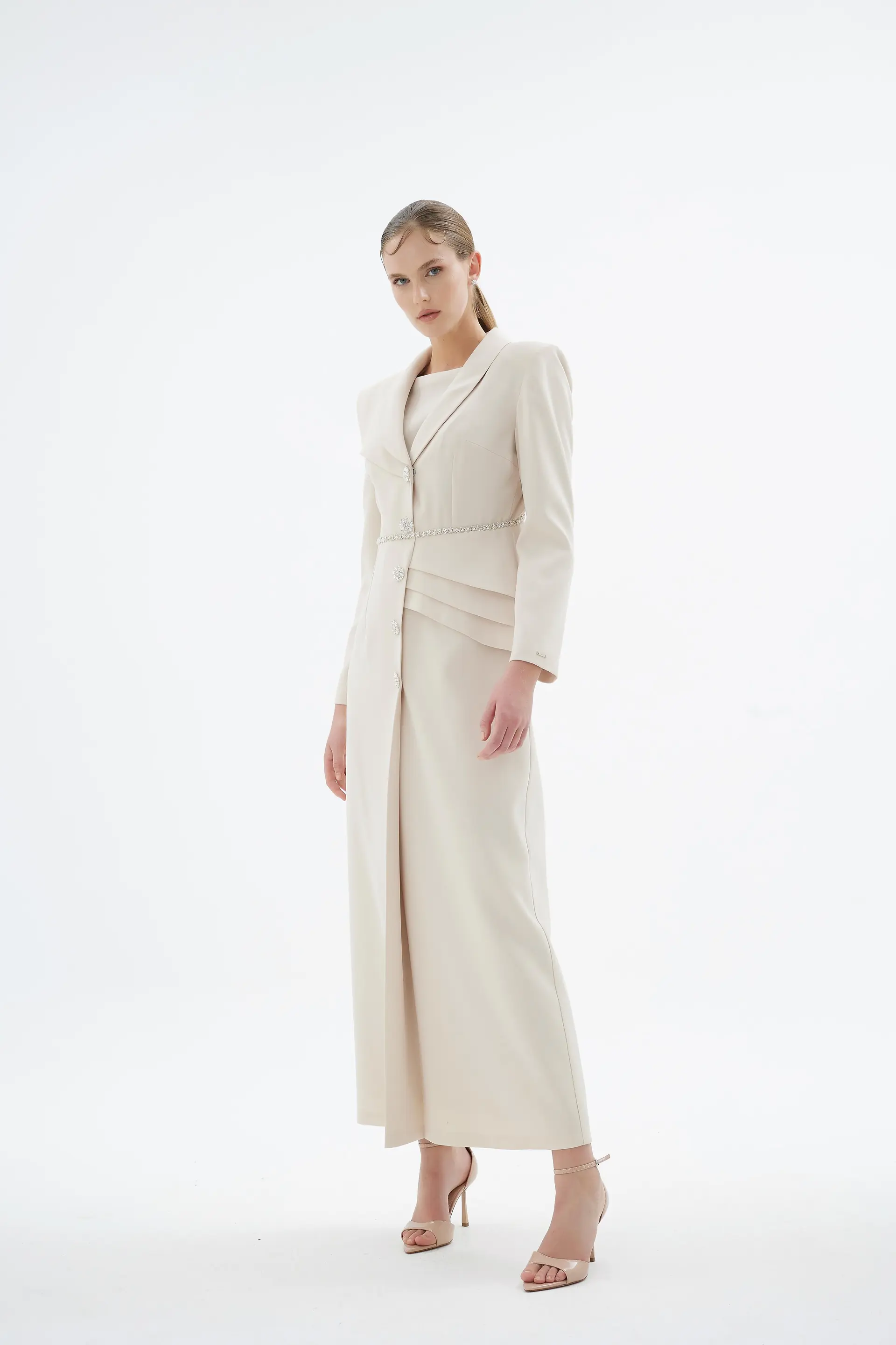 Liana Tailored Jacket Dress – Stone, photo 3