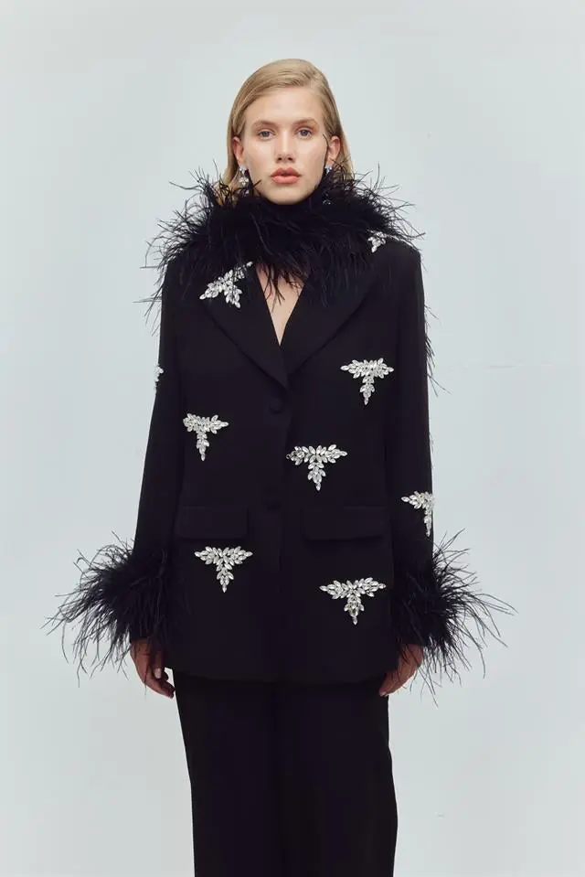 Crystal Crown Feather Embellished Set – Black, photo 5