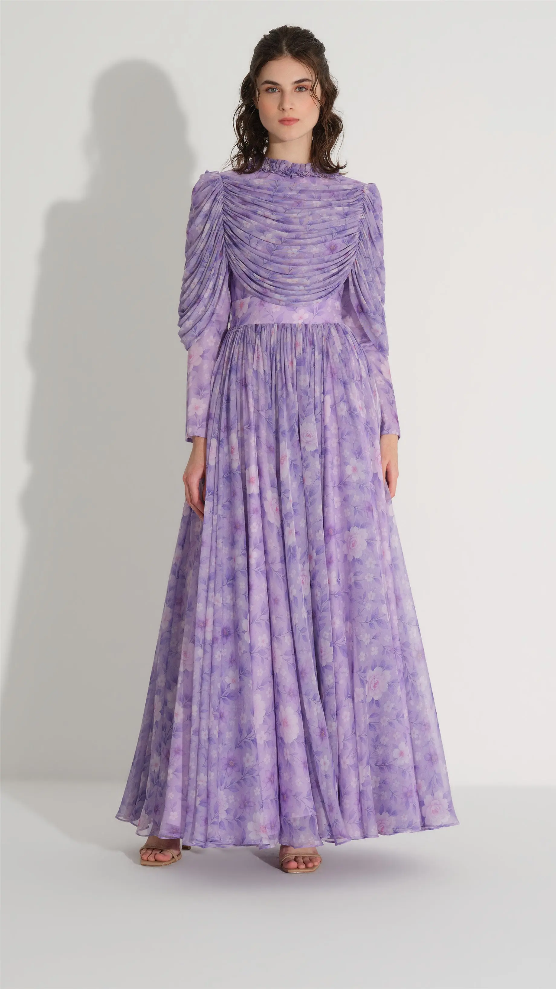 Tulle Detailed Chiffon Dress — Lila