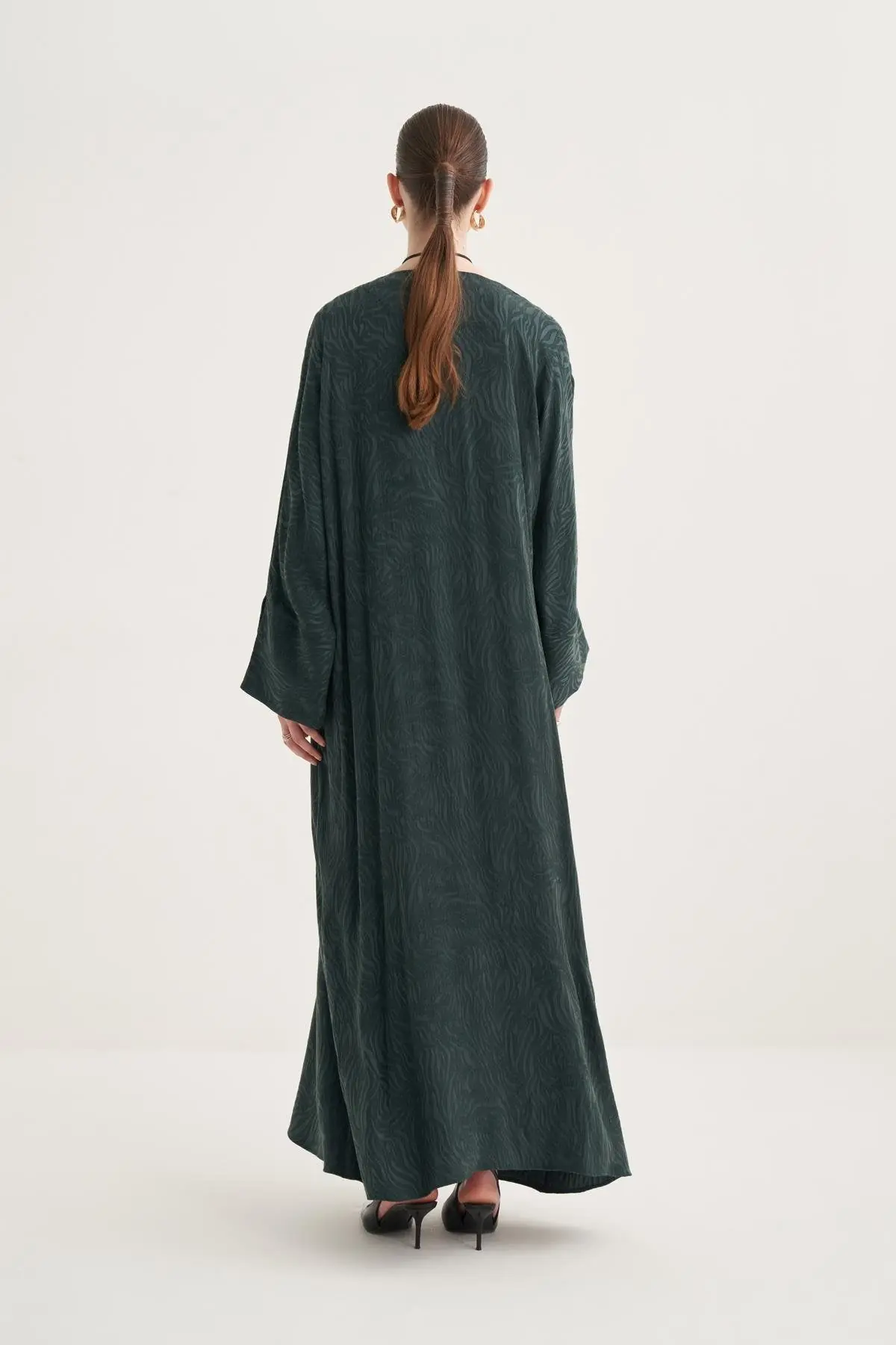Cupro Rozana 3-Piece Abaya Set - Emerald Green, photo 4