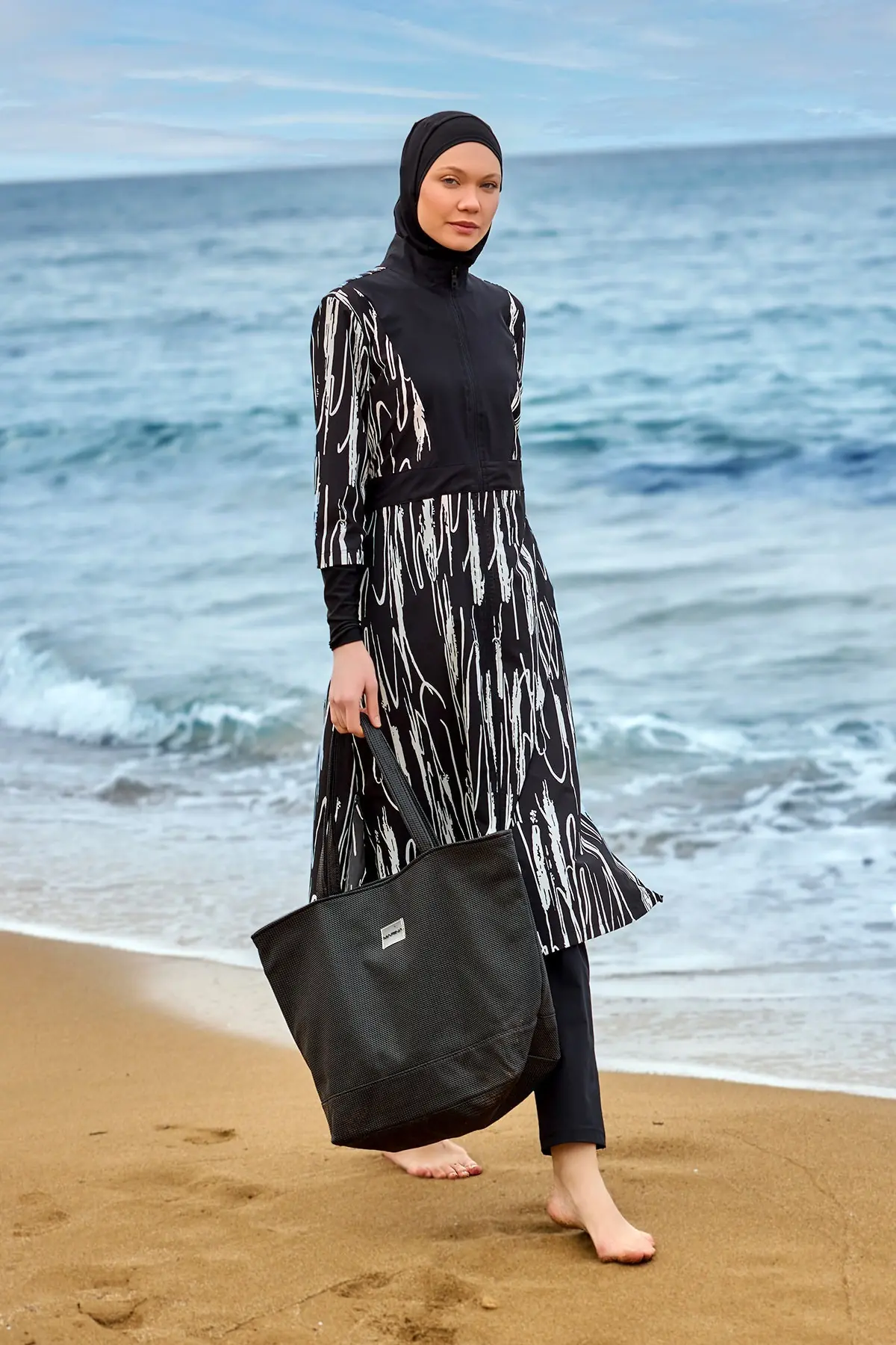 Black Full Coverage Swimwear Burkini Set M2504, photo 5
