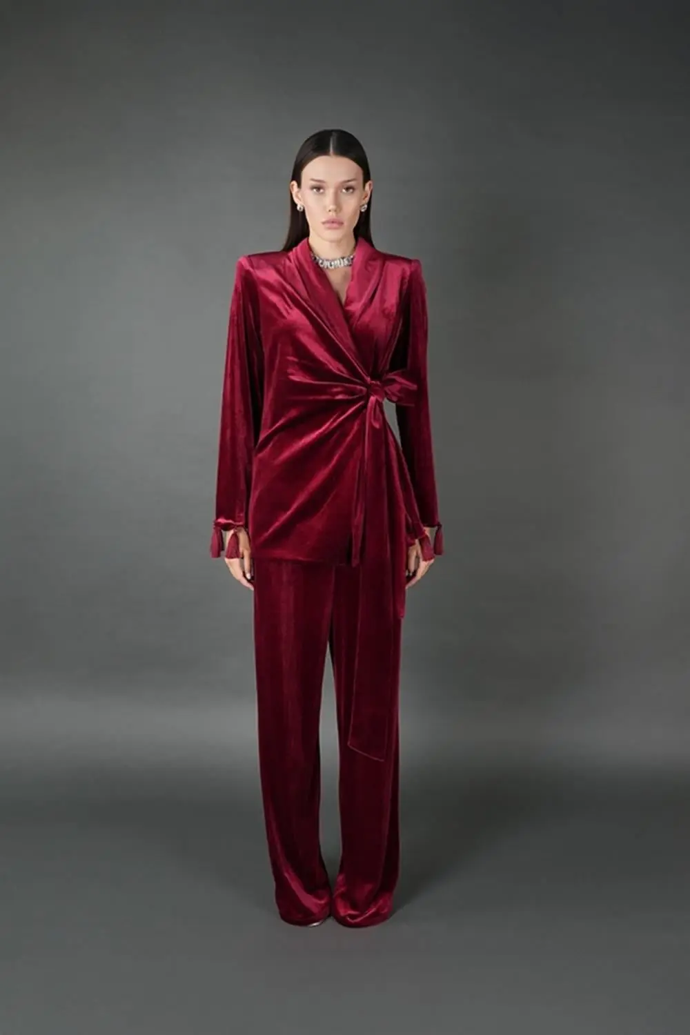 Emilia Satin Set — Bordeaux