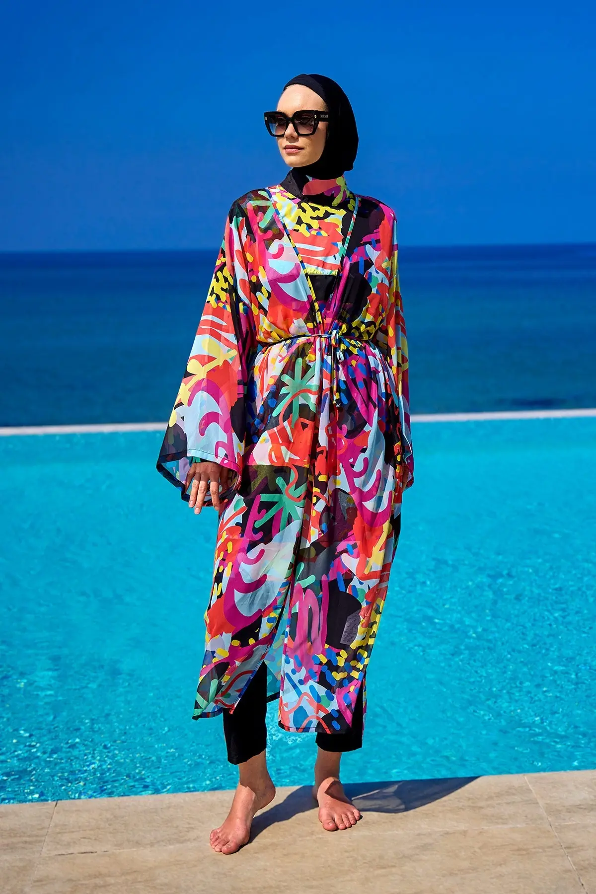 Rivamera Chiffon Kimono - Tropical Print