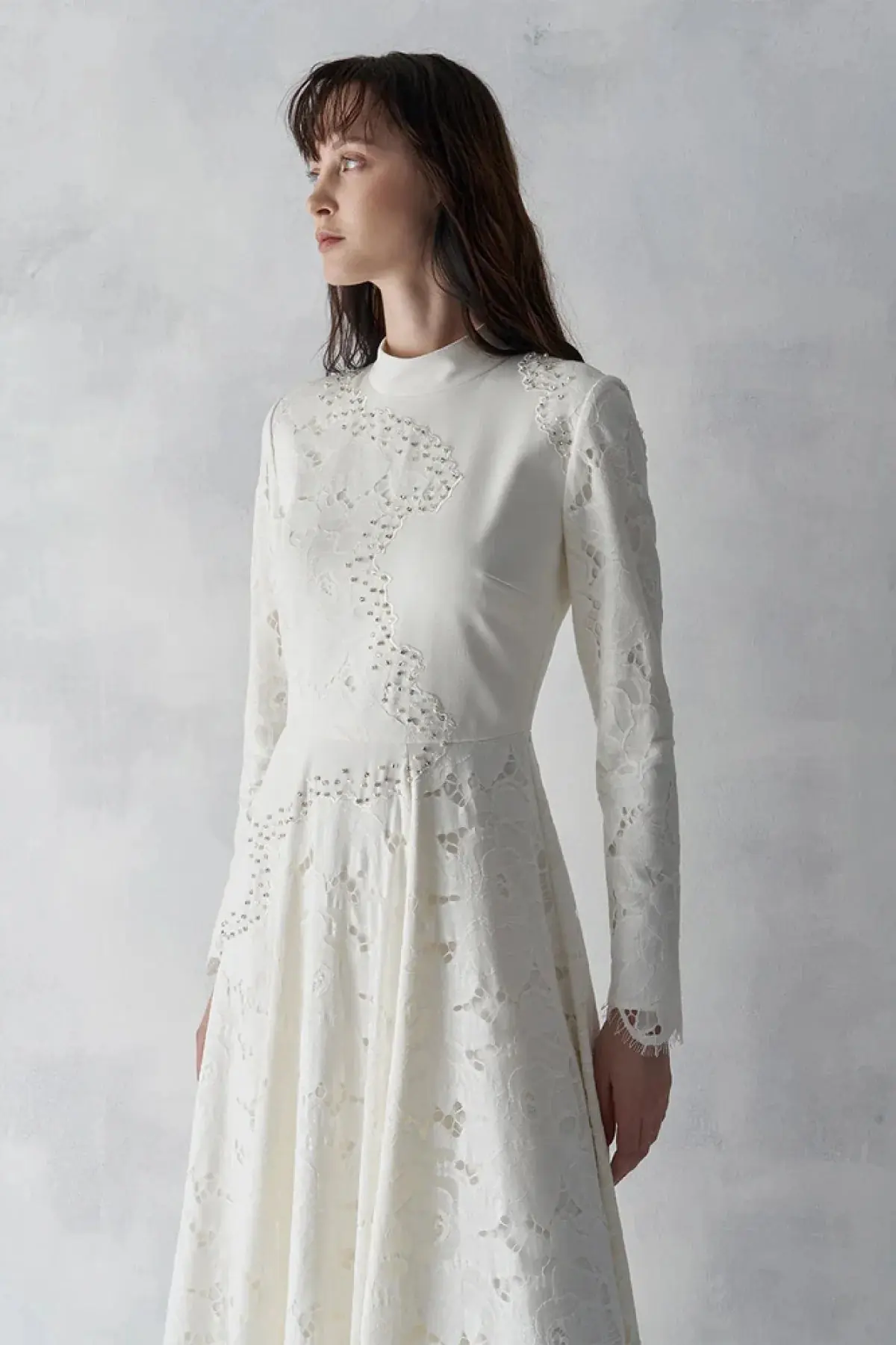 Embellished Lace Panel Evening Gown – Ivory, photo 2