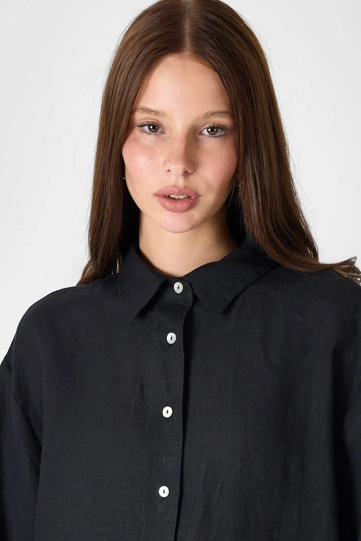 Pure Linen 100% Linen Oversize Shirt - Black, photo 3