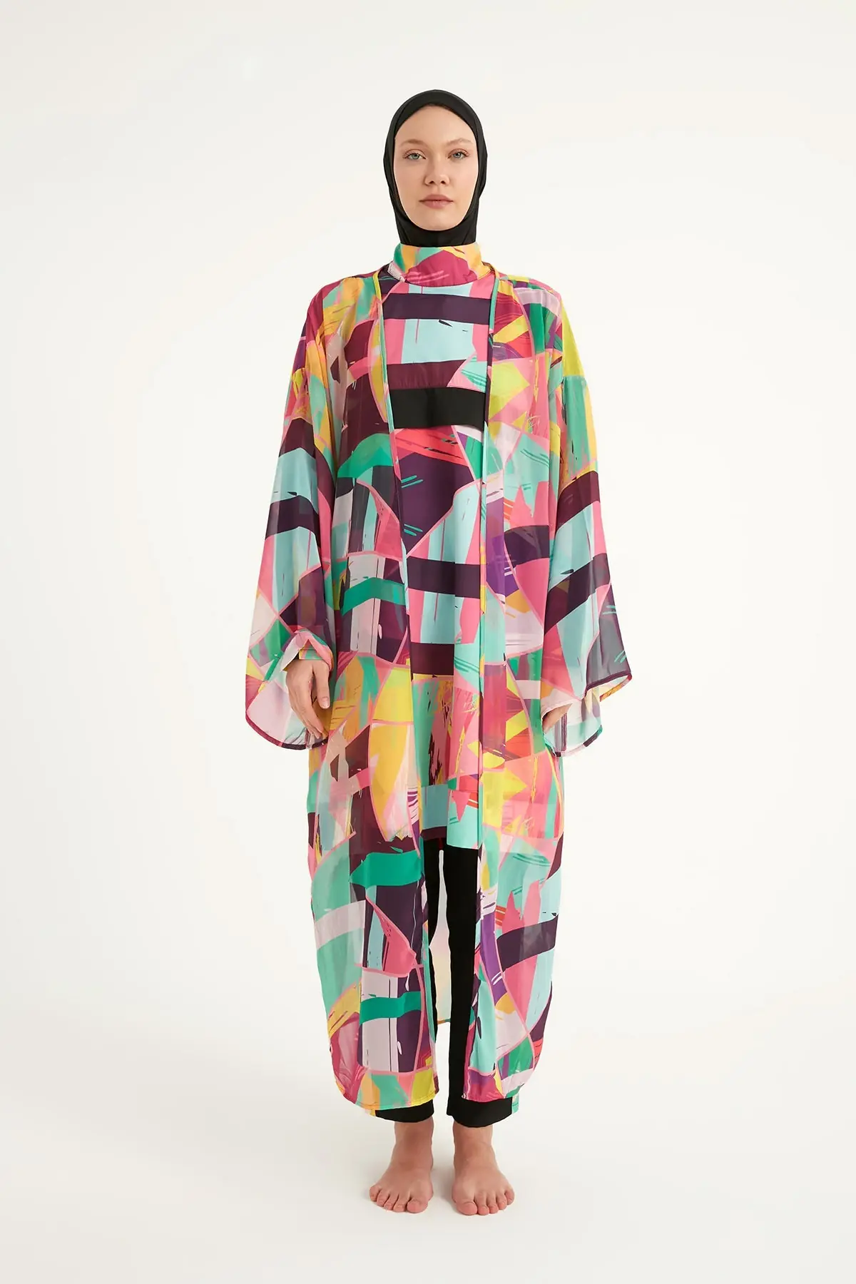 Rivamera Multicolor Kimono - Brushstroke Print, photo 5