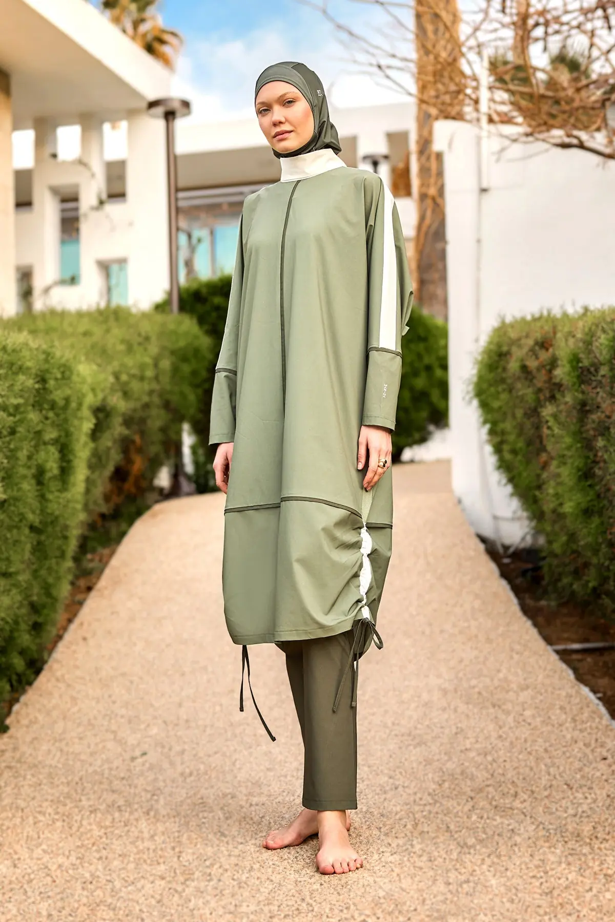 Modest Full Coverage Swimsuit – Khaki, photo 3