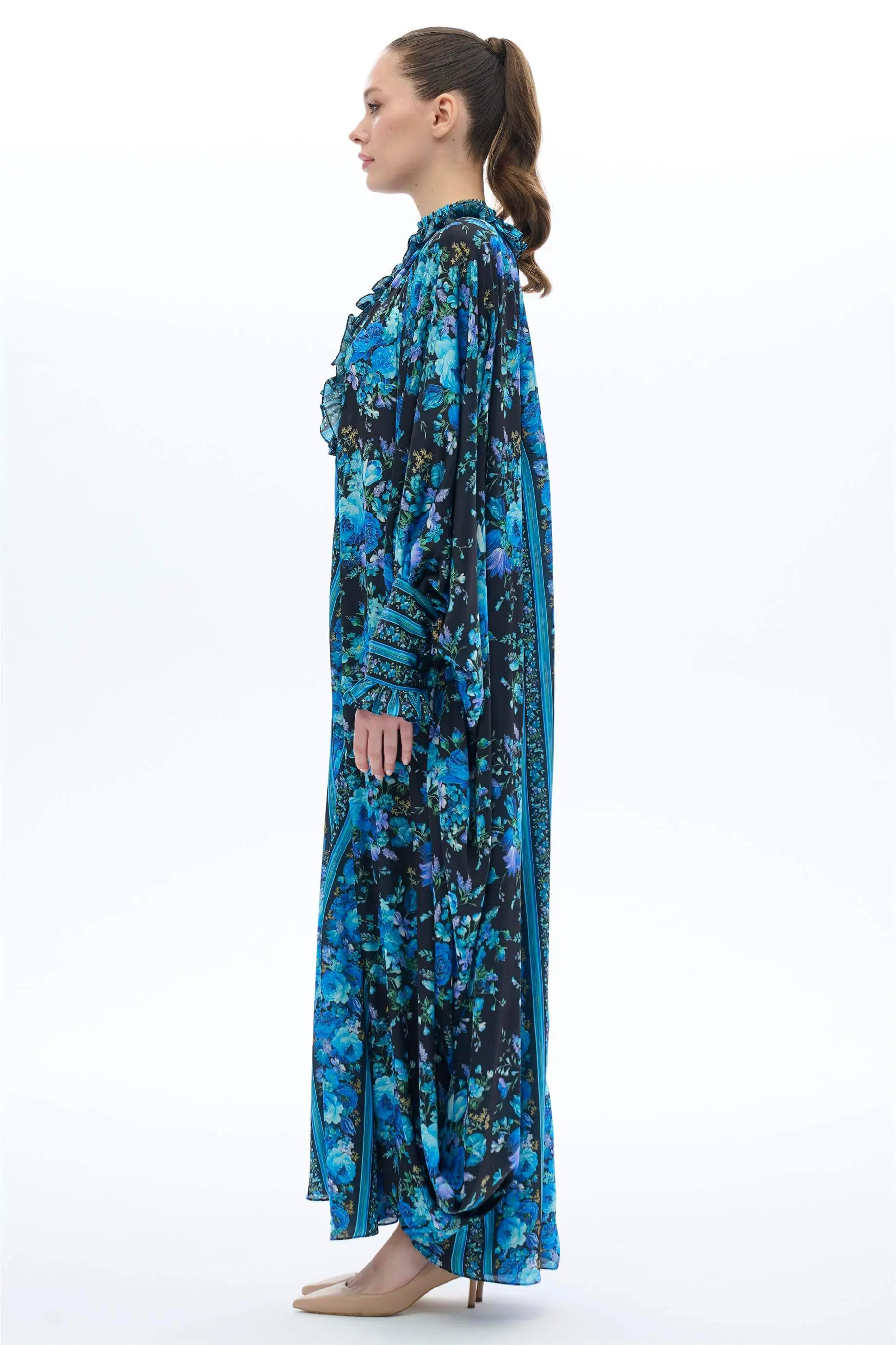 Striped Detail Kaftan Dress – Blue, photo 3