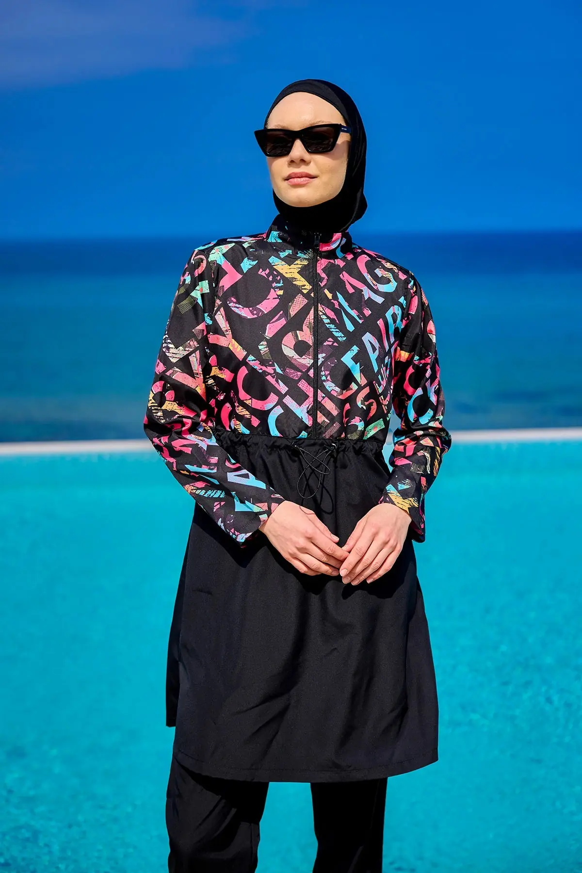 Black Full Coverage Swimsuit Set for Women R2507, photo 2