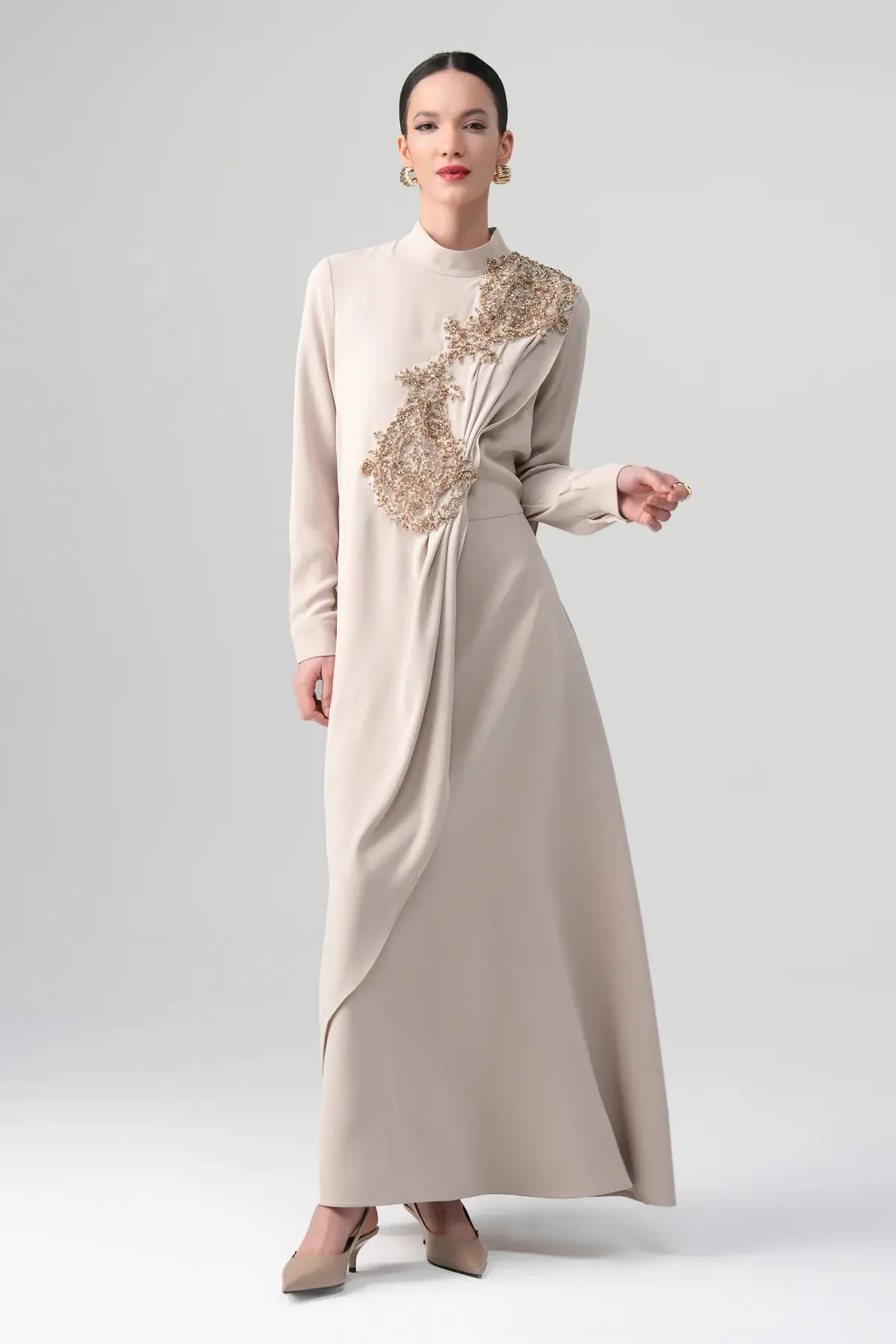 Arvella Draped Maxi Dress – Cream, photo 5