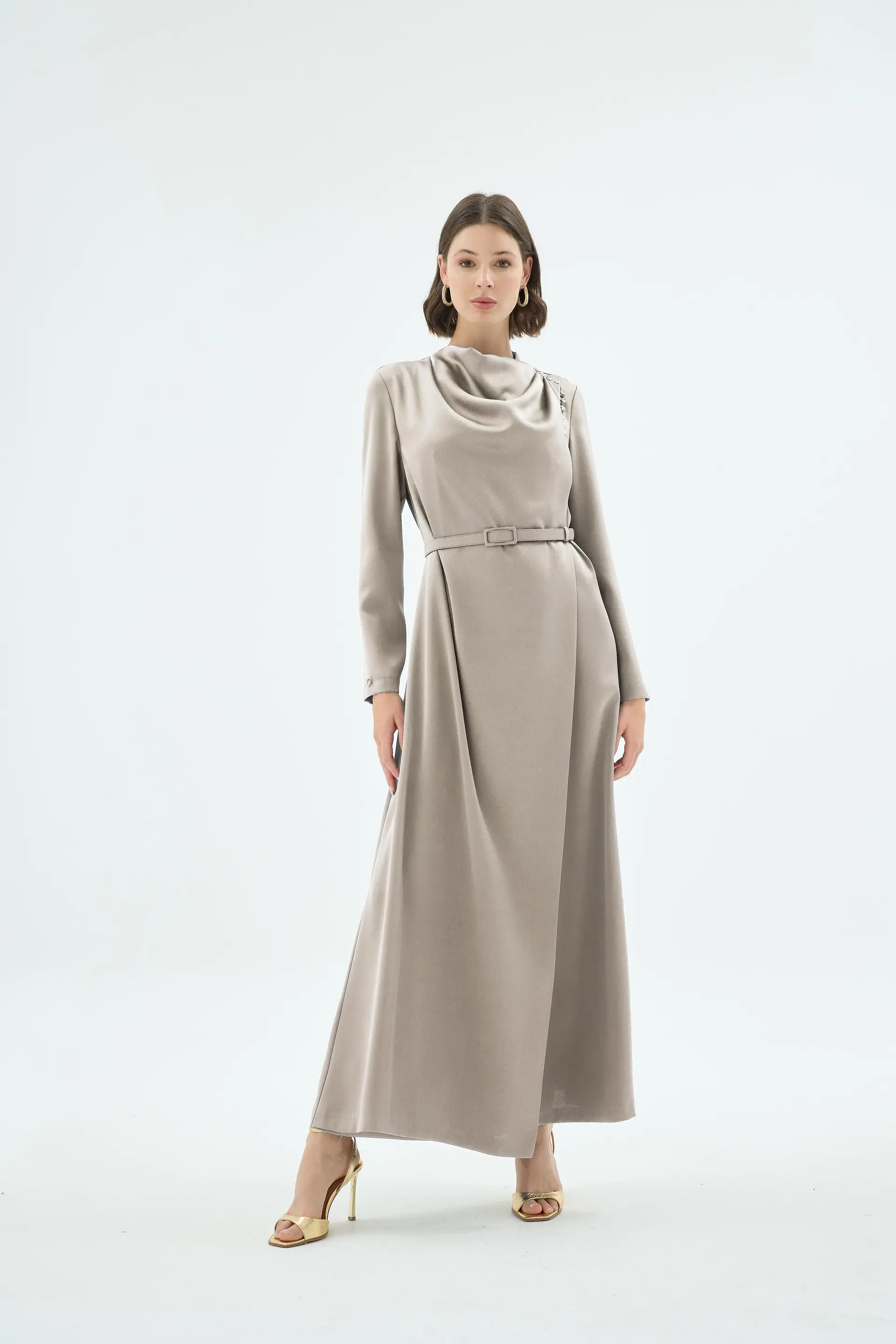 Natali Draped Dress – Stone