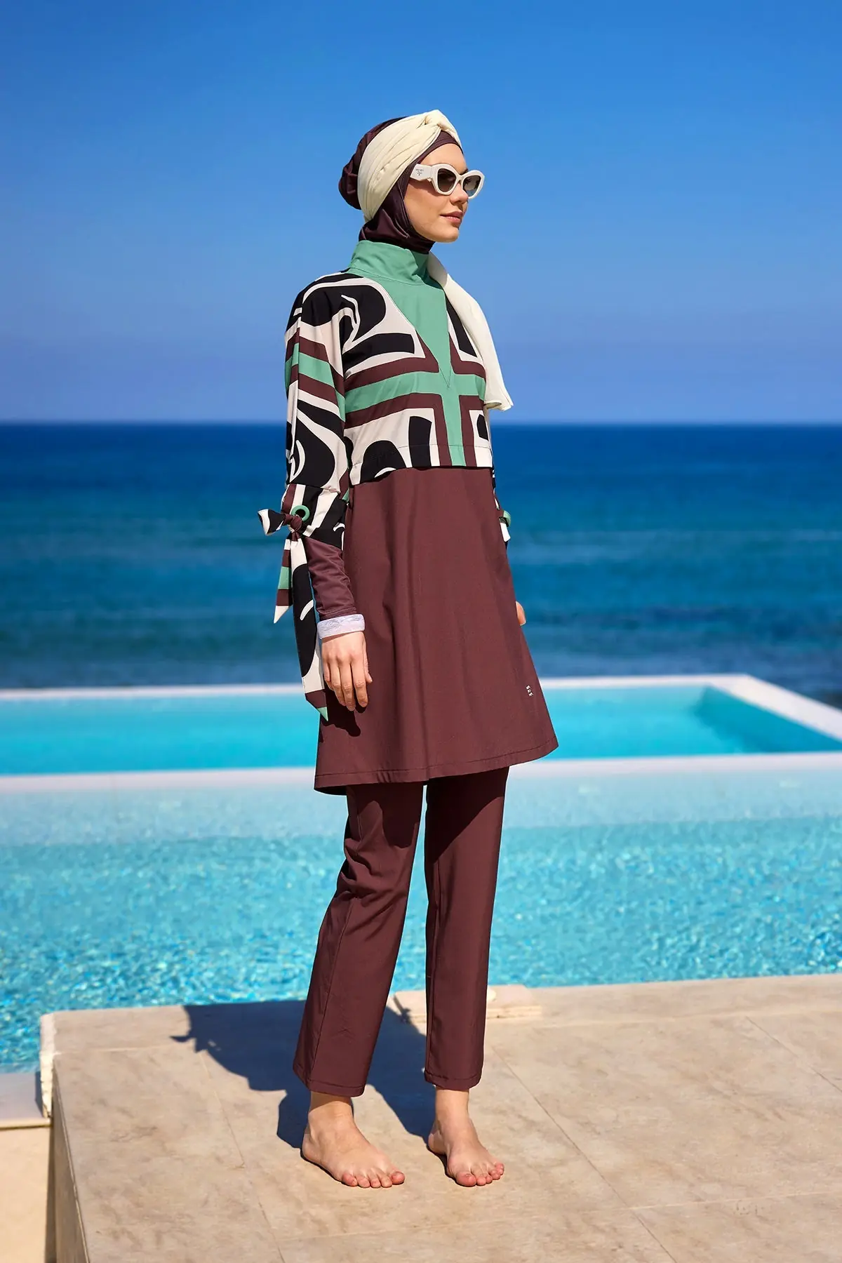 Elegant Burkini – Full Coverage Islamic Swimwear - Brown, photo 4