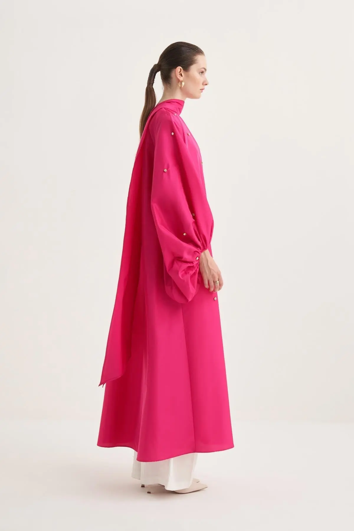Ruby Taffeta Abaya – Fuchsia, photo 4