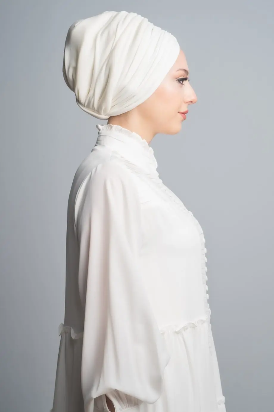 Draped Structured Bonnet – Cream, photo 3