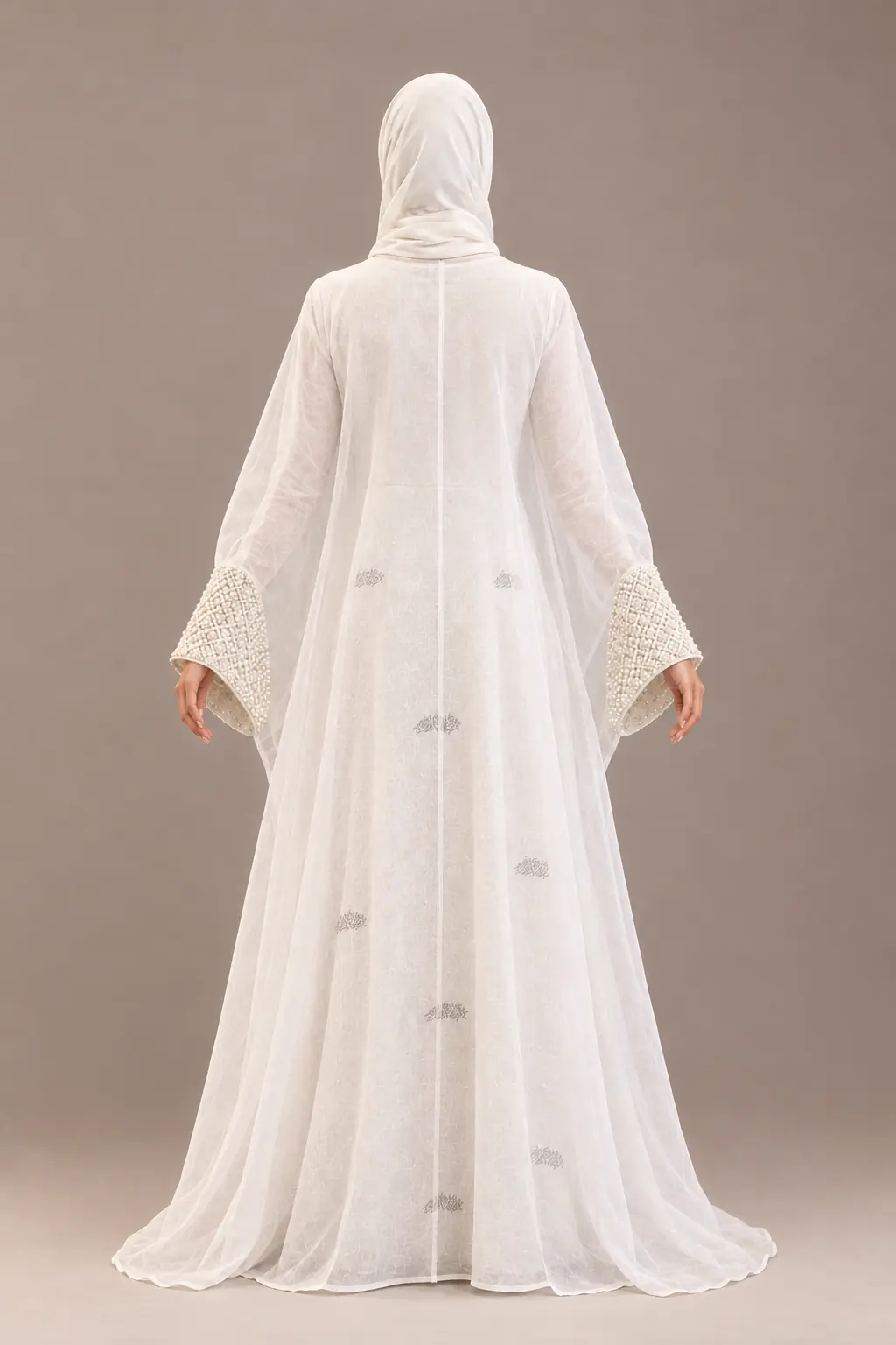 Hala Pearl-Lace Organza Abaya, photo 2