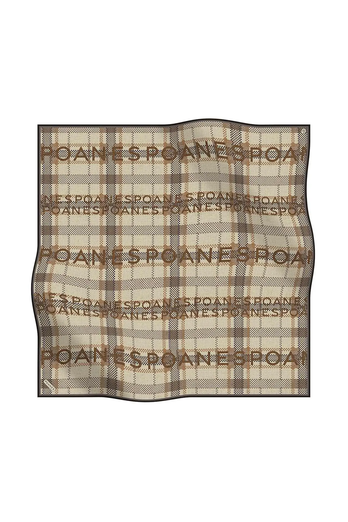 Poanes Plaid Print Twill Silk Scarf - Coffee
