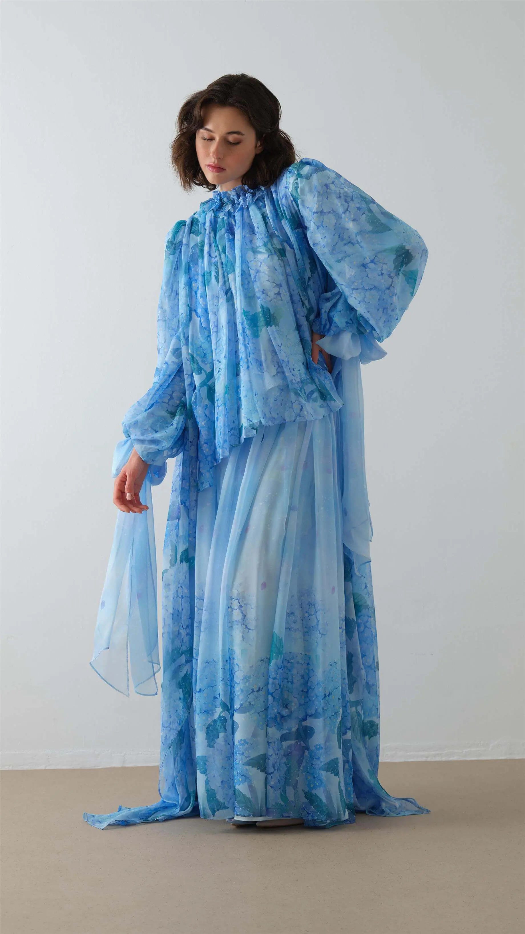 Floral Patterned Pants Set - Blue, photo 4