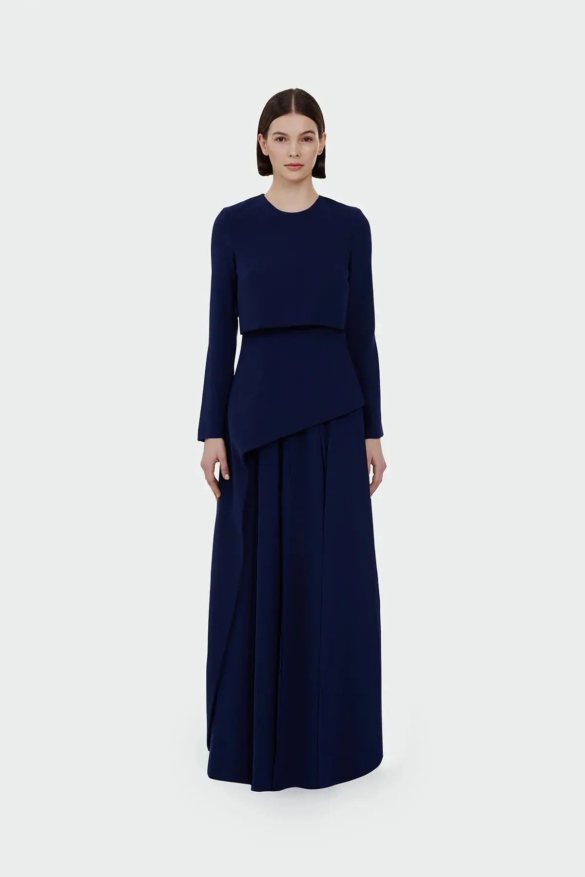 Layered Maxi Evening Dress – Navy